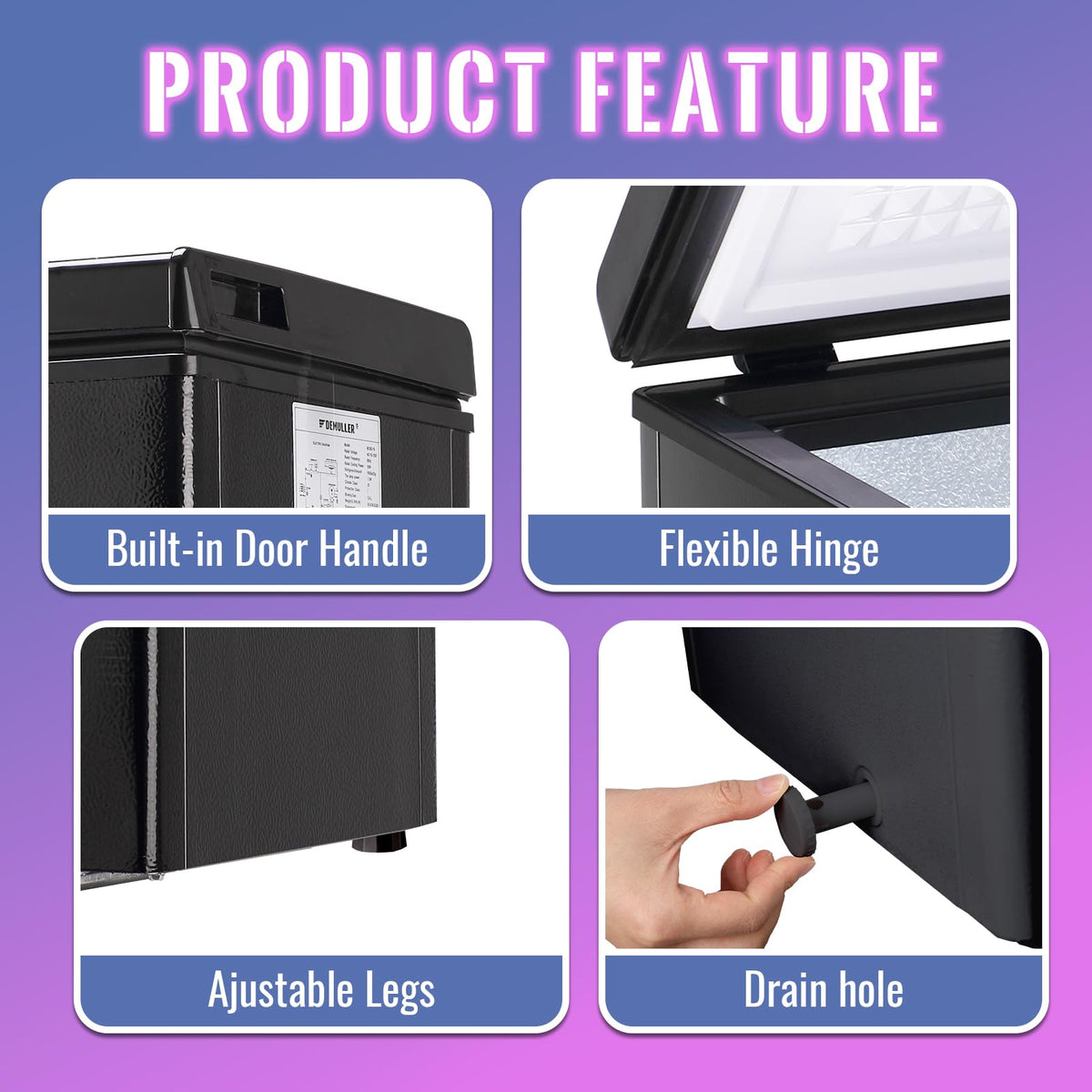 DEMULLER Chest Freezer 5.0Cubic Feet Deep Freezer Freestanding Freezers with 2 Removable Stainless Steel Basket, Mini Freezer Top Open Door Compact Freezer with Electronic Control 41℉ to -15℉BLACK Jansha Store