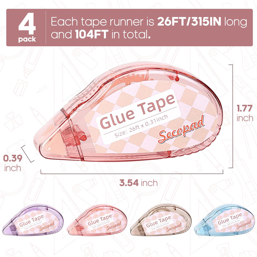 Secopad Scrapbook Tape, Glue Tape for Crafts, 12 Pack, Clear Colored Shell Jansha Store