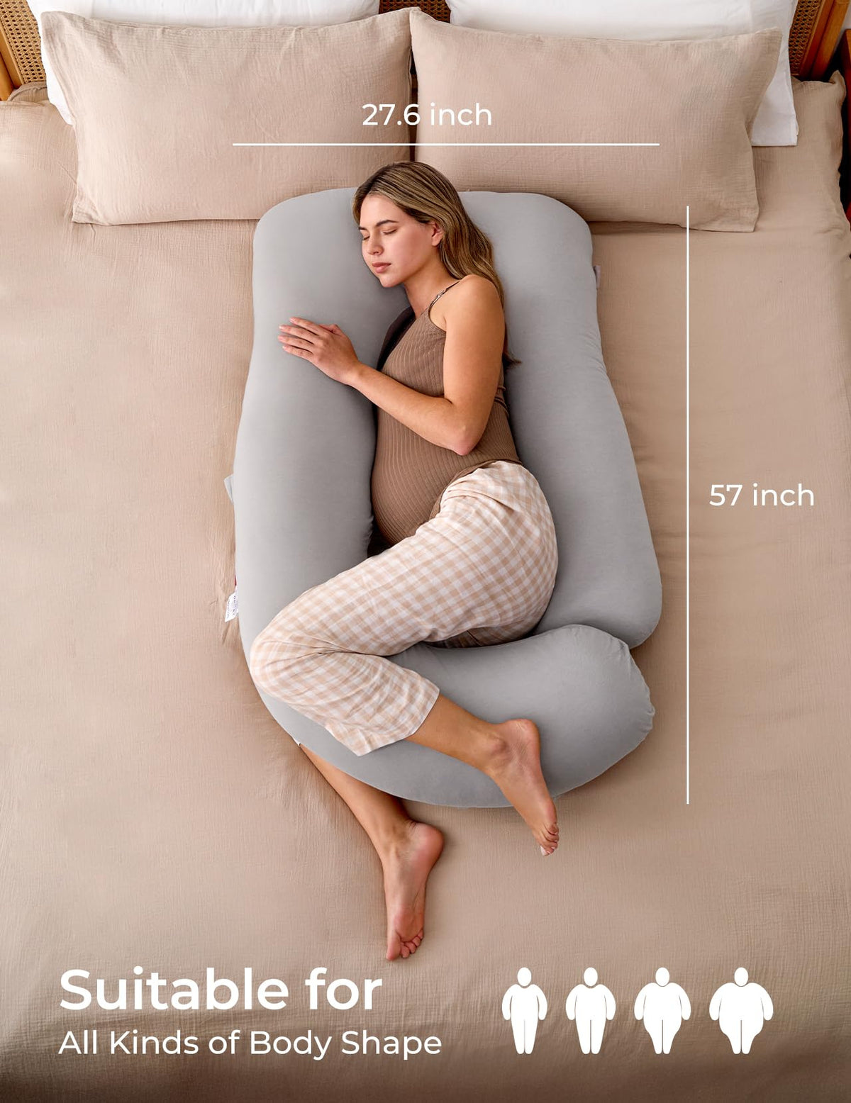 Momcozy Pregnancy Pillow for Sleeping - U Shaped Full Body Maternity Pillow Jansha Store