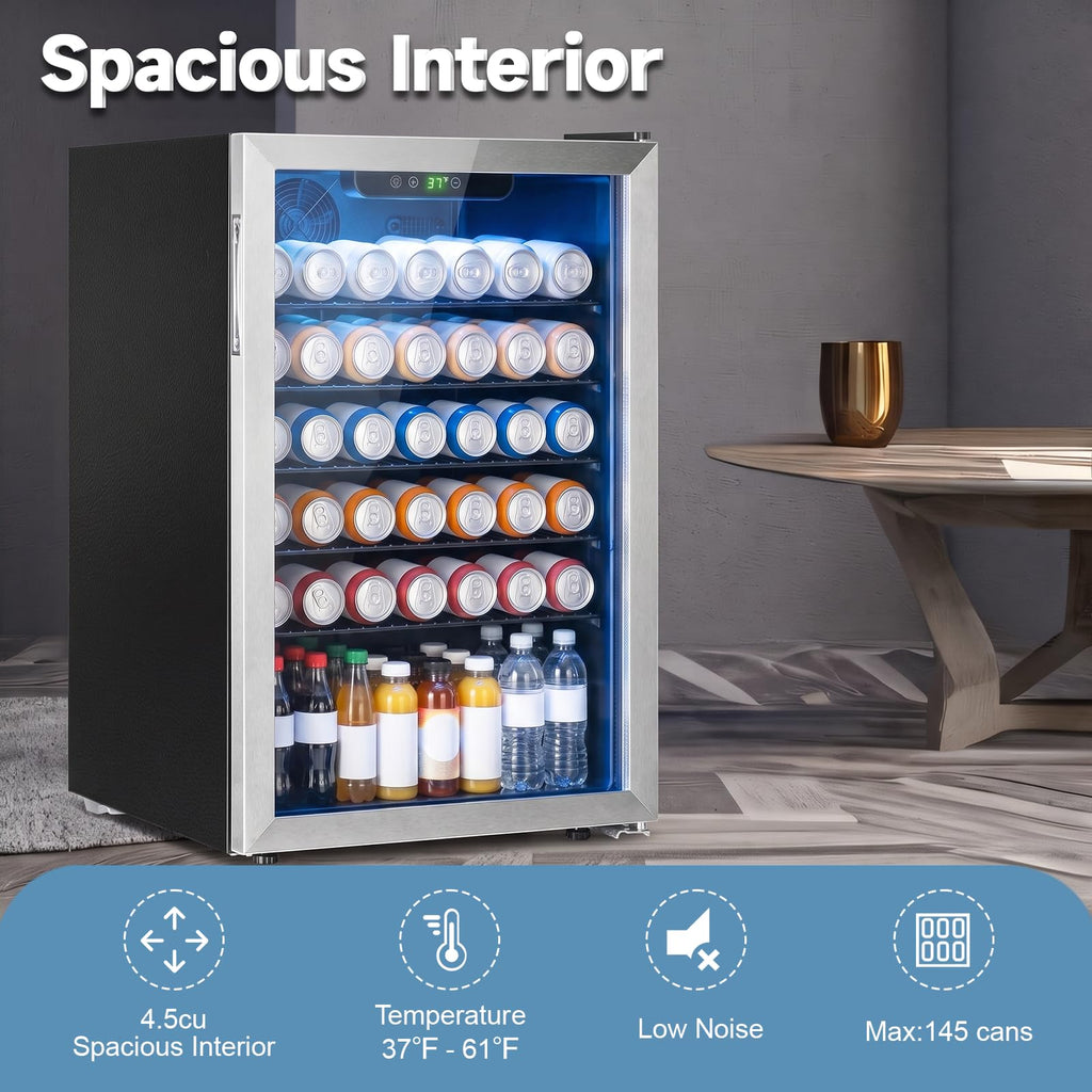 Erivess 24 Can Mini Fridge, 0.6 Cu.ft Beverage Refrigerator Cooler, Black Jansha Store