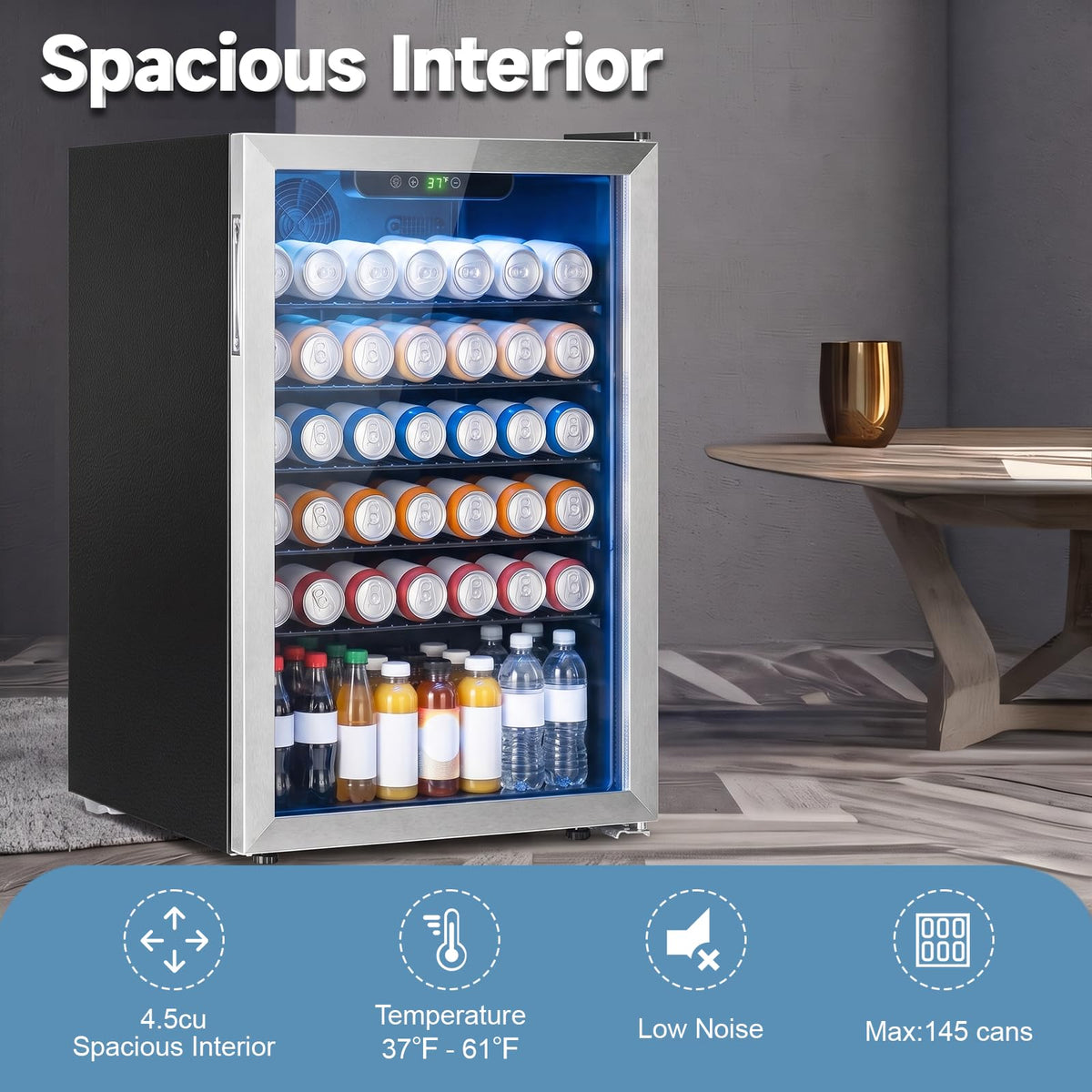 Erivess 24 Can Mini Fridge, 0.6 Cu.ft Beverage Refrigerator Cooler, Black Jansha Store