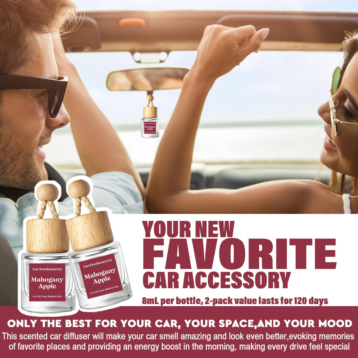HoogaLife Car Air Freshener Diffuser 2 Pack Hanging Air Freshener Diffuser - Vanilla Cream Fragrance Oil Air D iffuser for Car, 45+ days Long Lasting Fragrance Made in USA C ar Air Fresheners (V54) Jansha Store