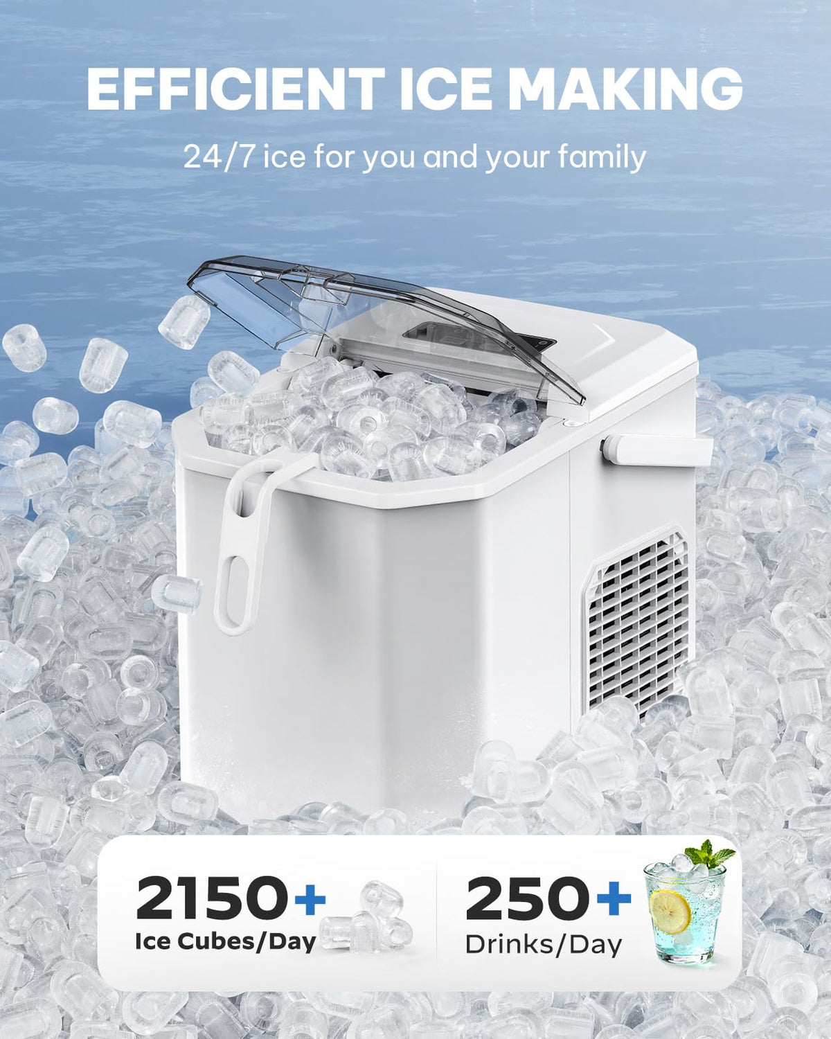 Silonn Ice Maker Countertop, Portable Ice Machine with Carry Handle, Self-Cleaning Ice Makers with Basket and Scoop, 9 Cubes in 6 Mins, 26 lbs per Day, Ideal for Home, Kitchen, Camping, RV Jansha Store