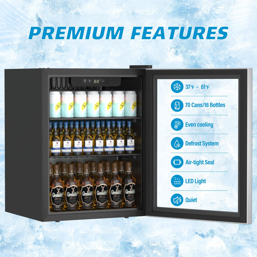 Erivess 24 Can Mini Fridge, 0.6 Cu.ft Beverage Refrigerator Cooler, Black Jansha Store
