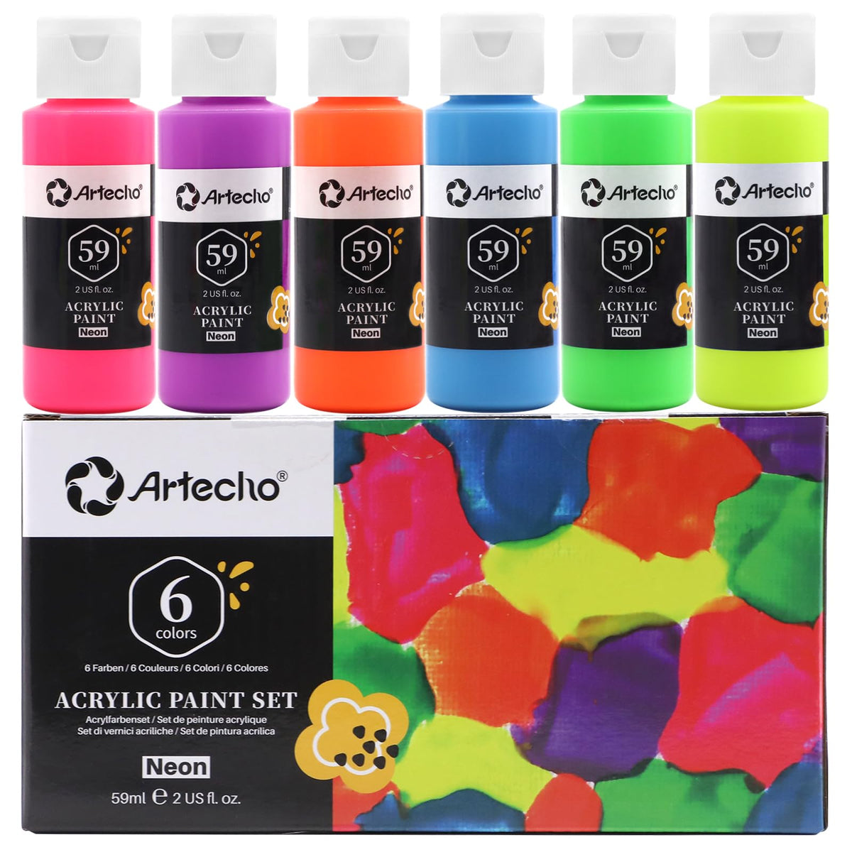 Artecho White Acrylic Paint, Titanium White Paint (120ml / 4.05oz) Tubes, Art Craft Paints for Canvas Painting, Rock, Stone, Wood, Fabric, Art Supplies Jansha Store