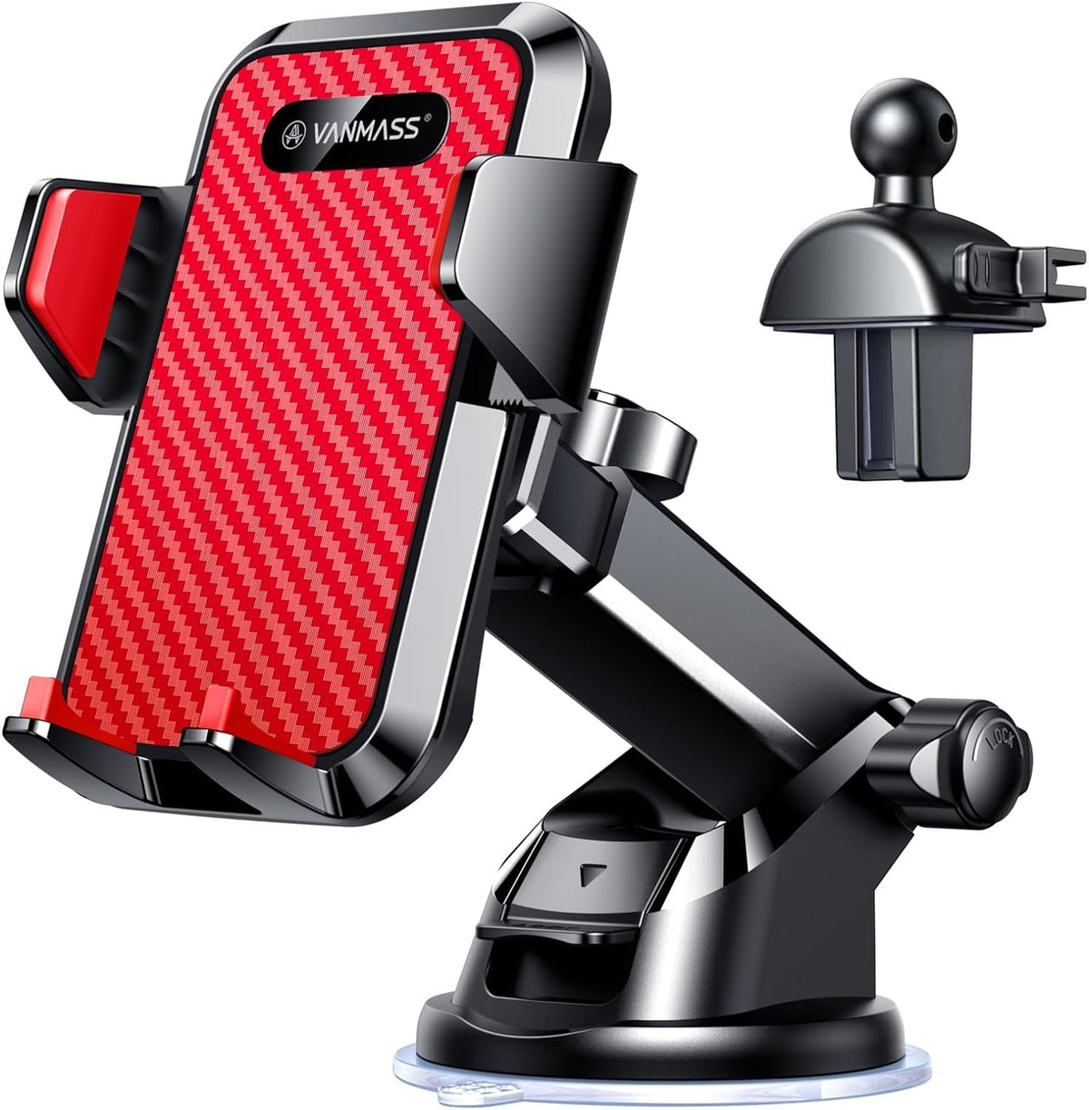 VANMASS【85+LBS Strongest Suction & Military-Grade Ultimate Car Phone Mount【Patent Safety Certs】 Cell Phone Holder for Dash Windshield Vent for iPhone 18 17 Pro Max Automobile Interior Sets, Ink Black Jansha Store