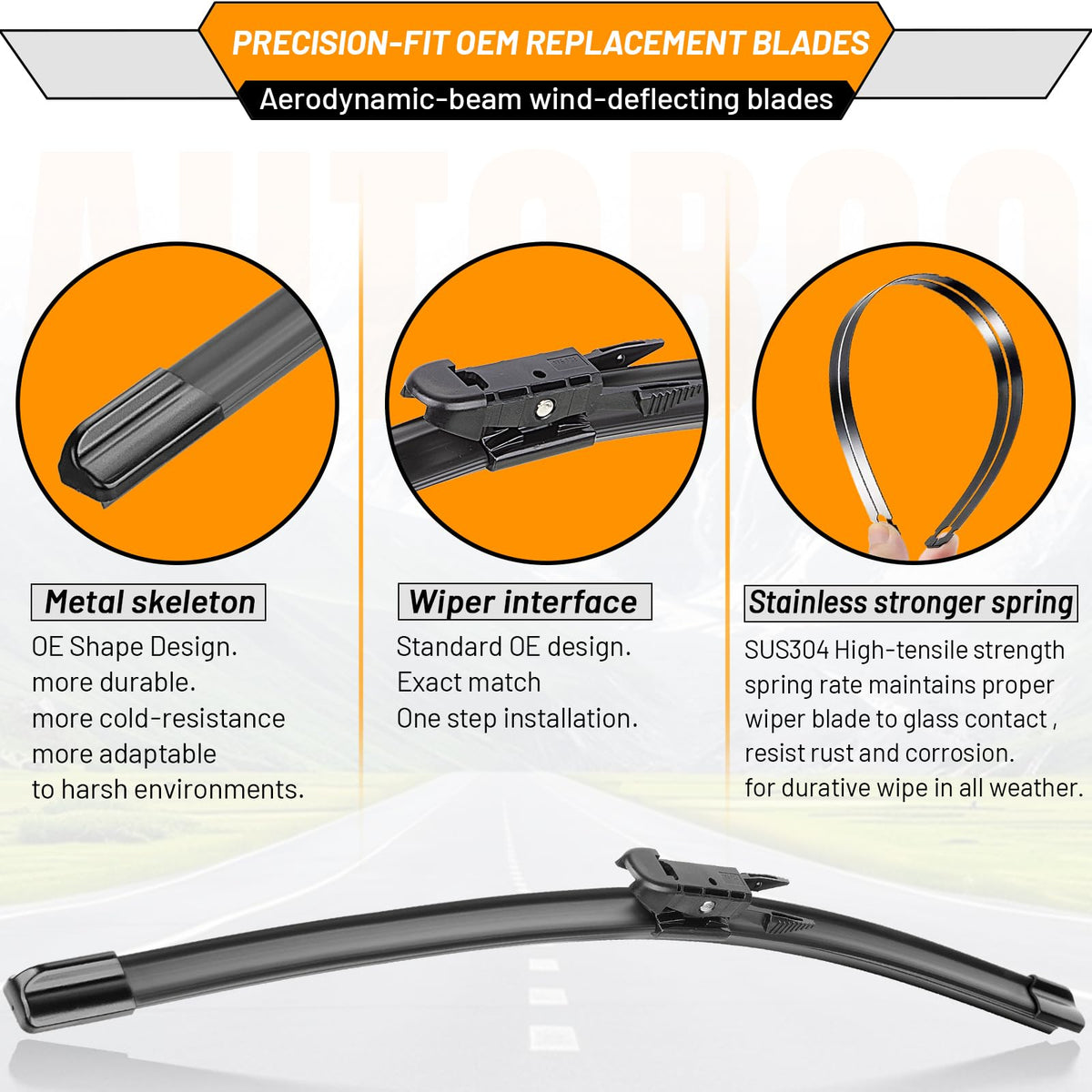 AUTOBOO Windshield Wiper Blade Replacement for Toyota RAV4 Mazda 5 Jansha Store