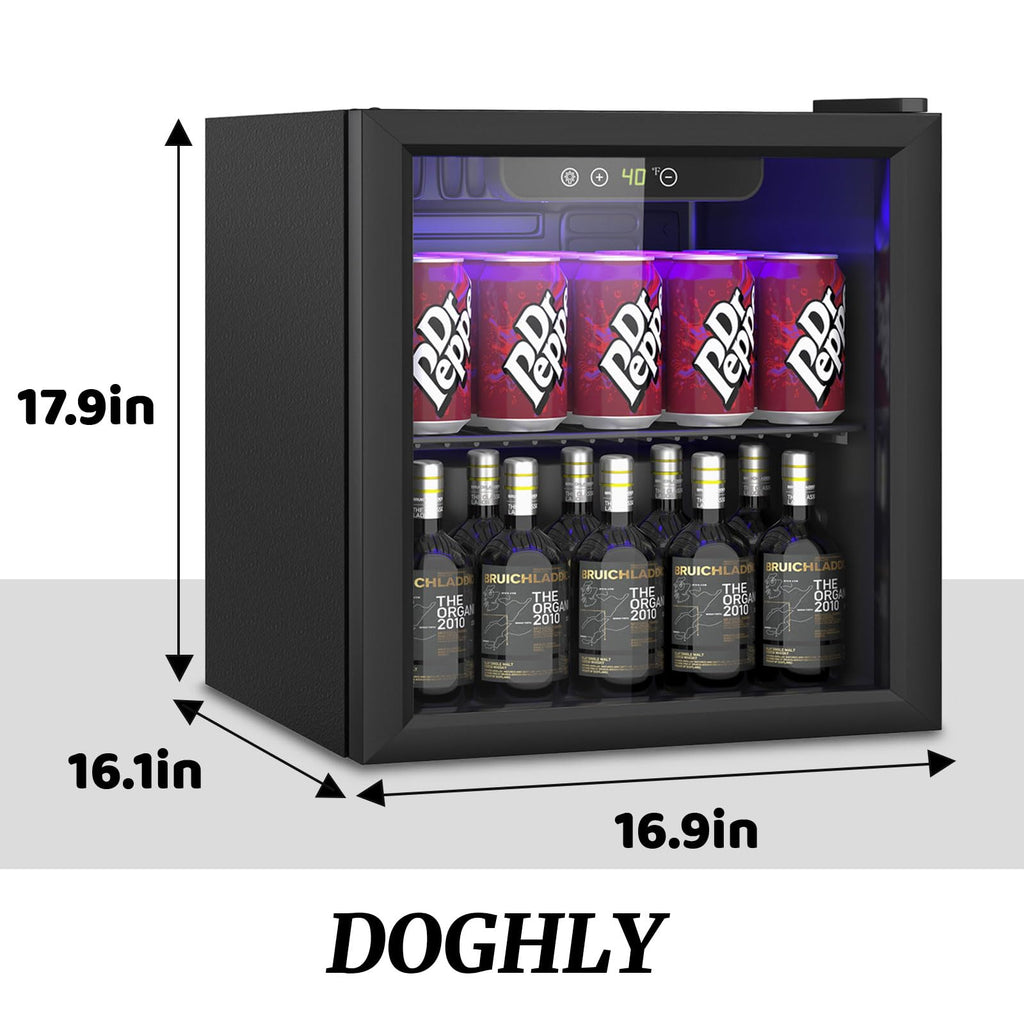 DOGHLY 1.7 Cu.ft Mini Fridge Glass Door, 72 Cans Beverage Refrigerator Jansha Store