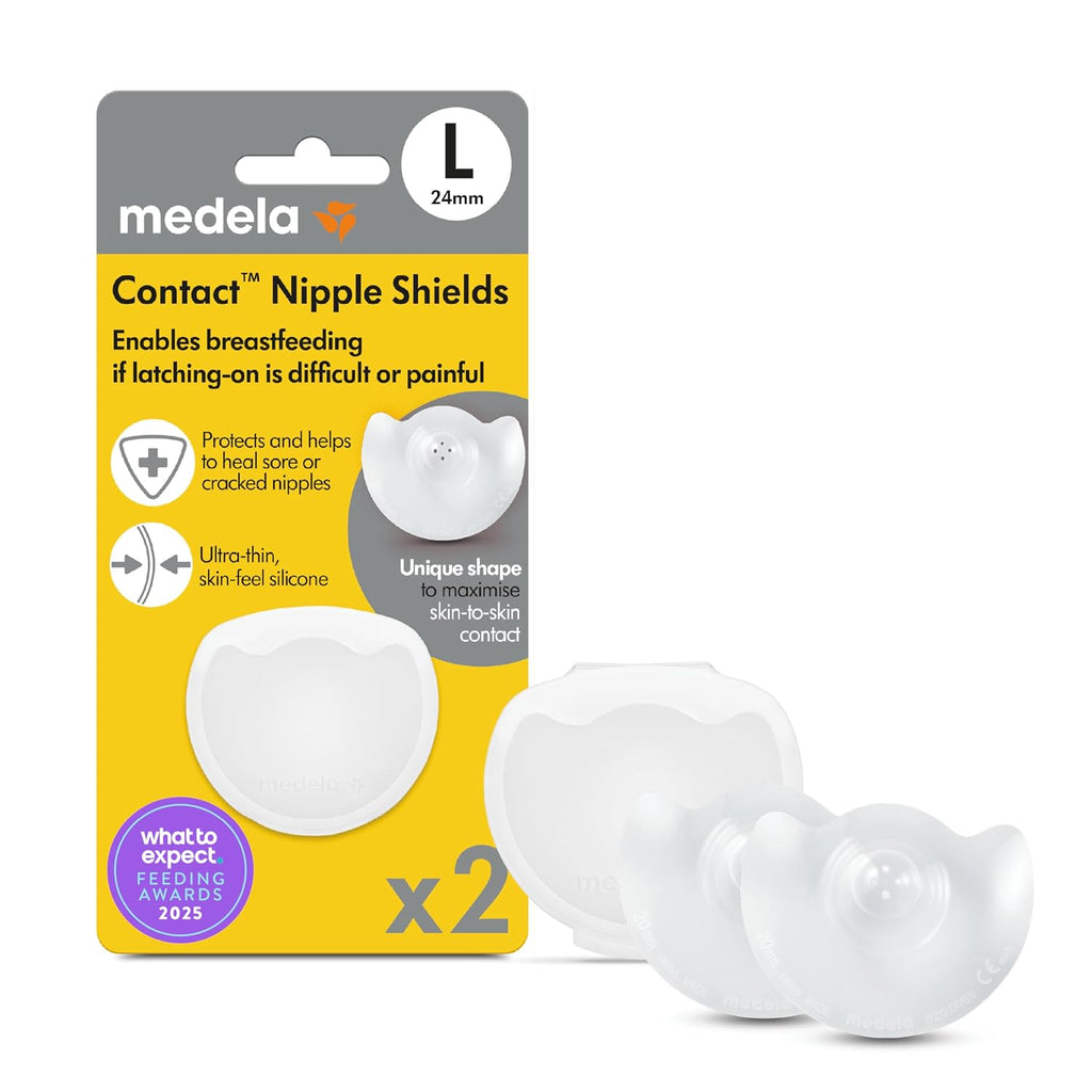 Medela Contact Nipple Shields, For Breastfeeding Comfort, Size L 24mm, 2ct Jansha Store