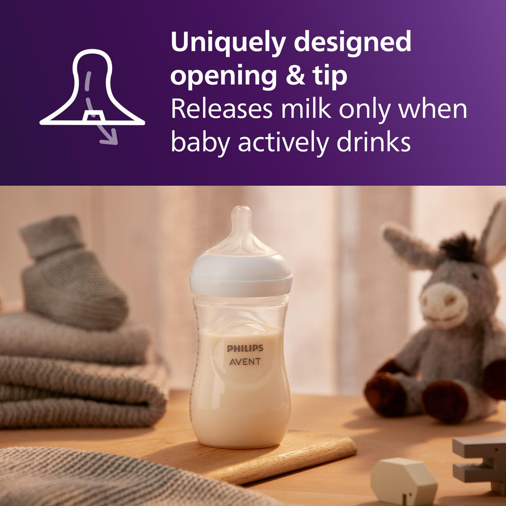 Philips Avent Natural Baby Bottles, Medium Flow, 9 oz, BPA-Free, 4-Pack Jansha Store