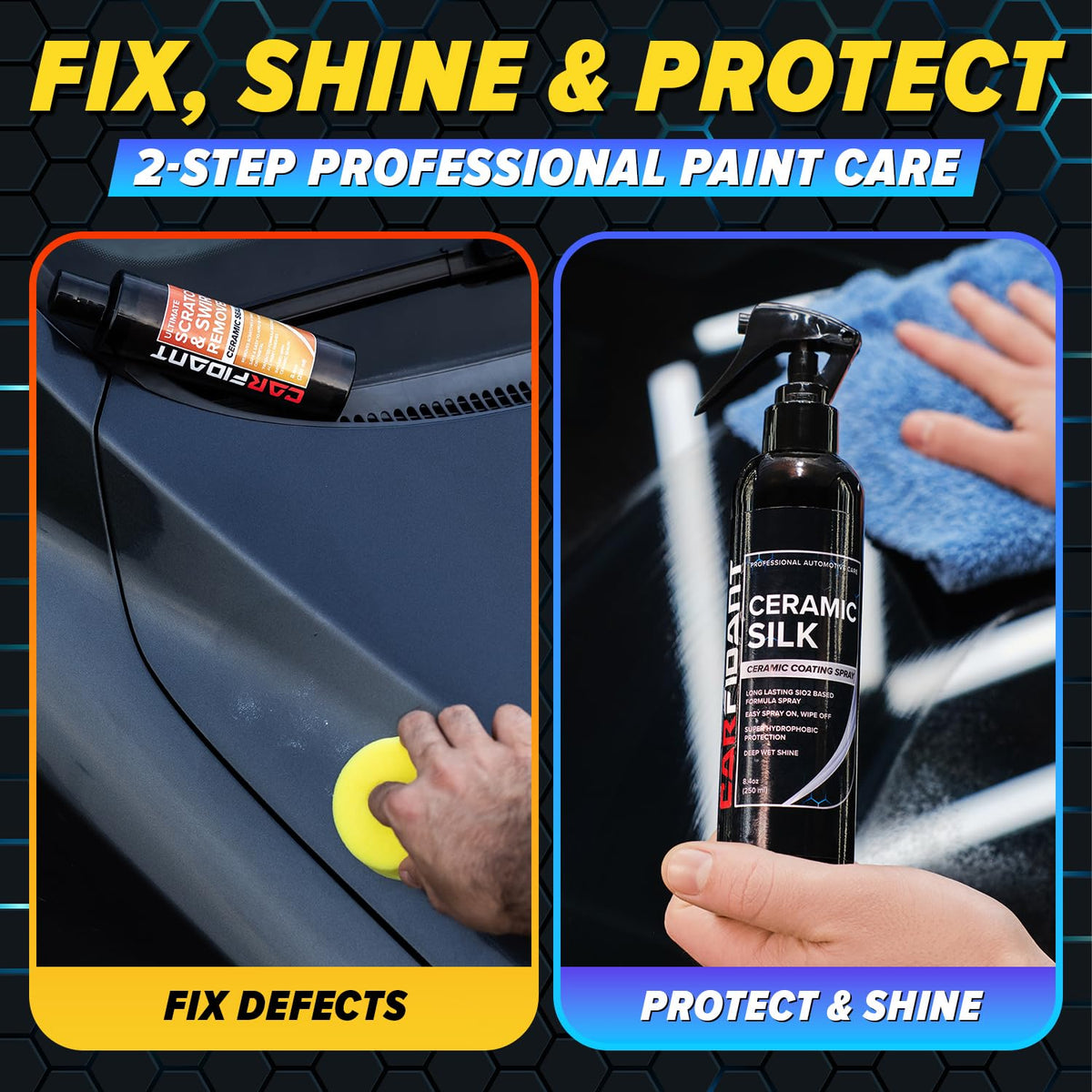 Carfidant Scratch Repair and Swirl Remover - Car Paint Scratch Remover & Restorer Kit with Buffer Pad - Polishing & Waxing Kits - Compound for Vehicles Paint Repair - 8.4 fl. Oz. Jansha Store
