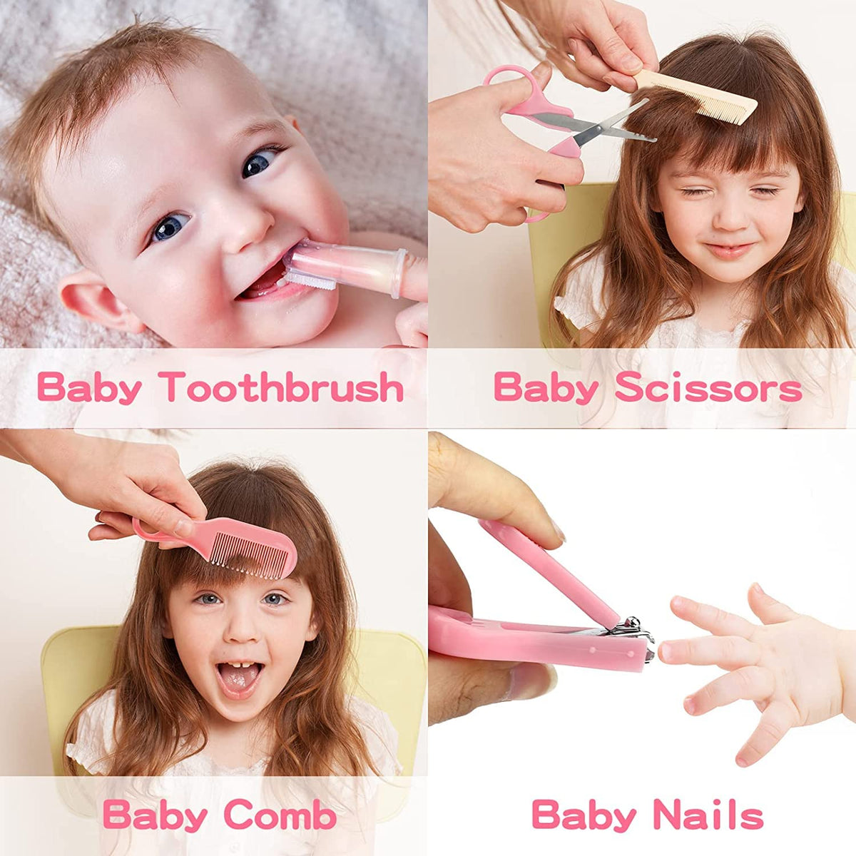 Baby Grooming Kit, Infant Safety Care Set with Hair Brush Comb Nail Clipper Nasal Aspirator,Baby Essentials Kit for Newborn Girls Boys (Grey White) Jansha Store