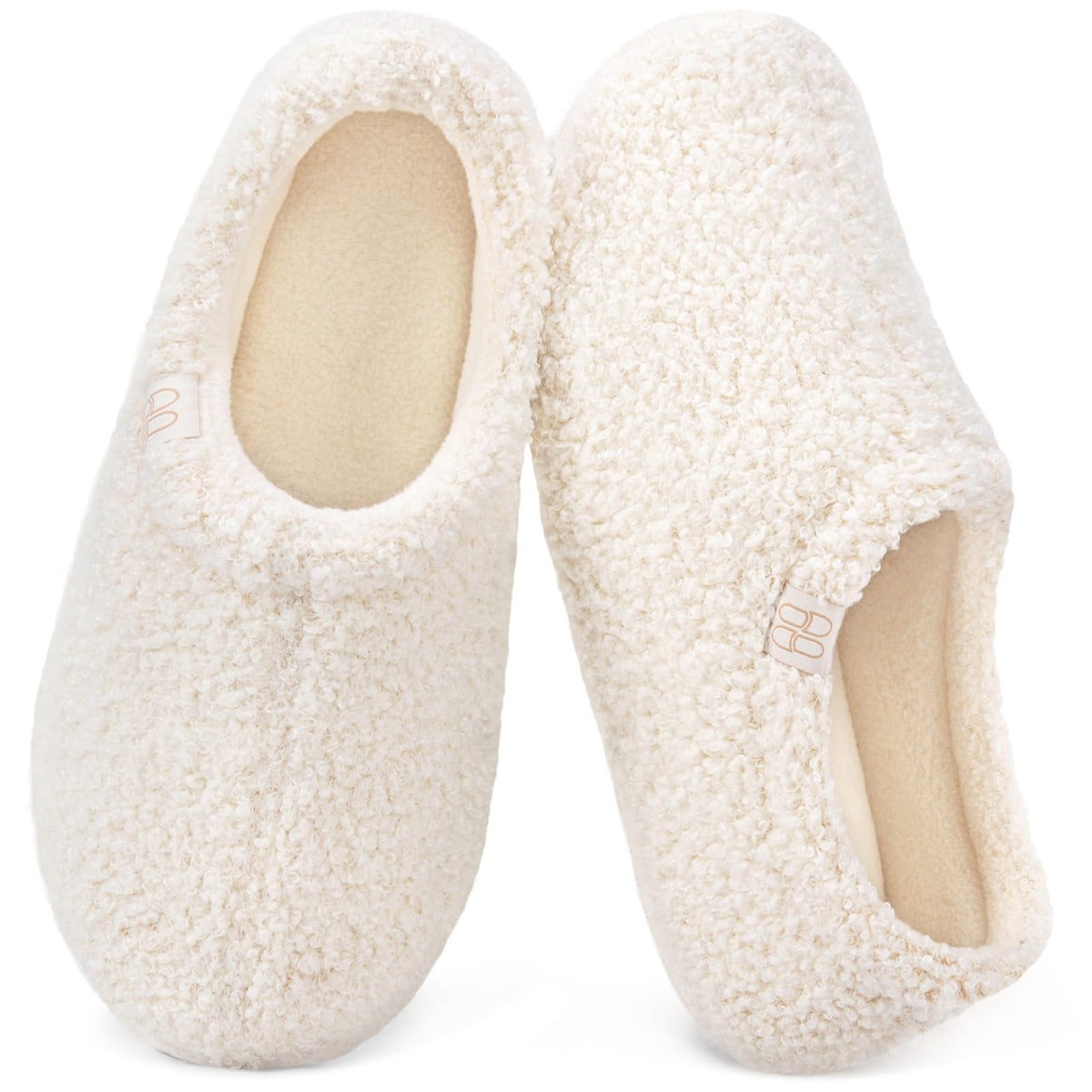 HomeTop Women's Fuzzy Curly Fur Fleece Lining Memory Foam Loafer Slippers Jansha Store