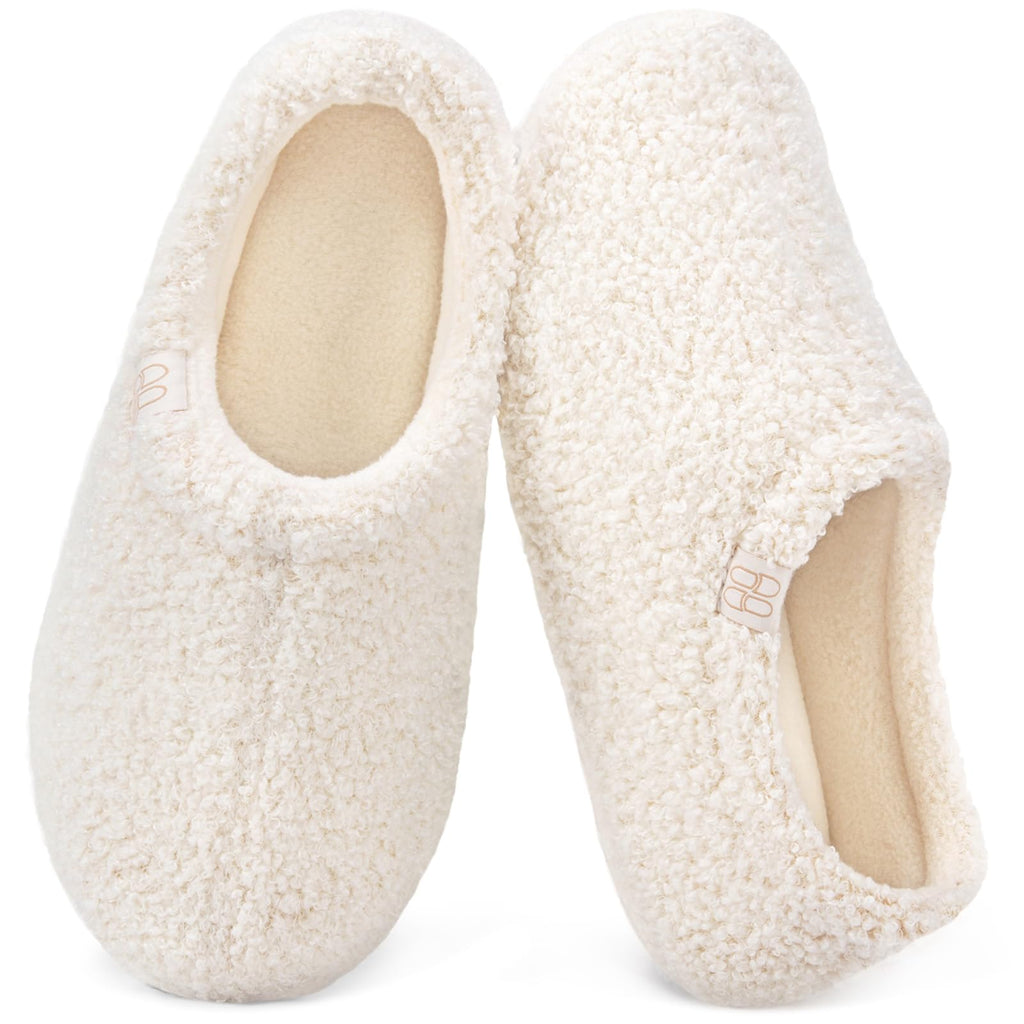HomeTop Women's Fuzzy Curly Fur Fleece Lining Memory Foam Loafer Slippers Jansha Store