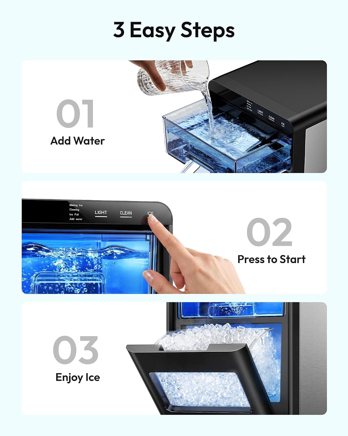 EUHOMY Nugget Ice Maker Countertop, 44lbs/24H, Ready in 7-10Mins, Black Jansha Store
