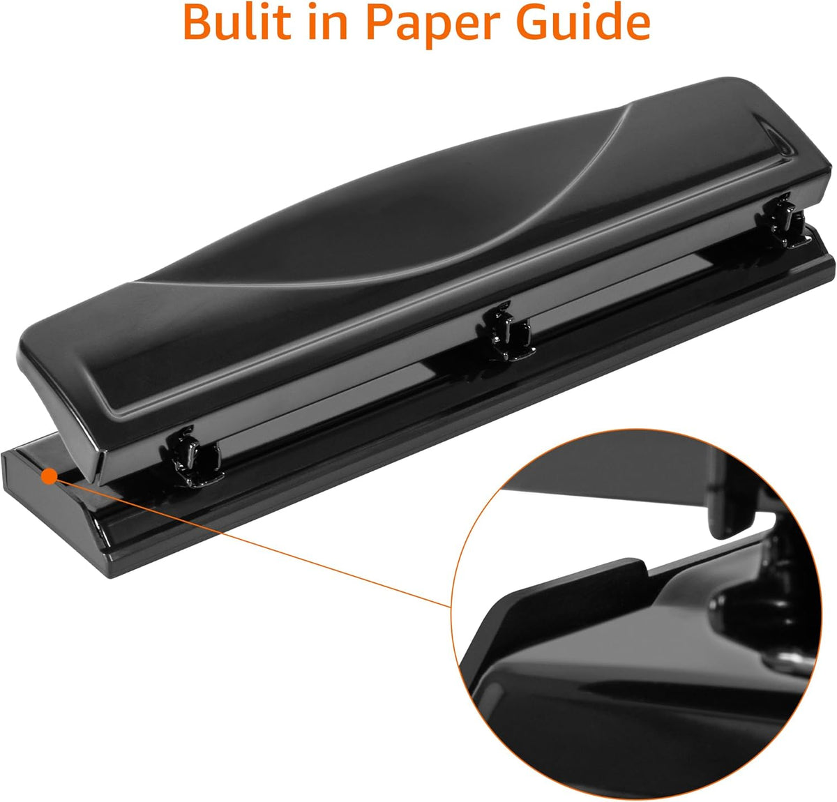 Amazon Basics 3 Hole Punch, 10 Sheet Capacity, Black, Easy-Clean Tray Jansha Store