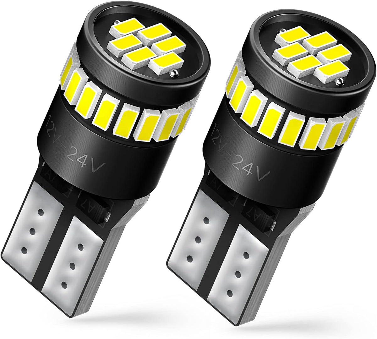 AUXITO 194 LED Bulbs for License Plate Light 168 175 2825 W5W T10 24-SMD 3014 Chipsets 6000K White for Car Dome Door Map Dash Courtesy Cargo License Plate Lights, Pack of 2 Jansha Store