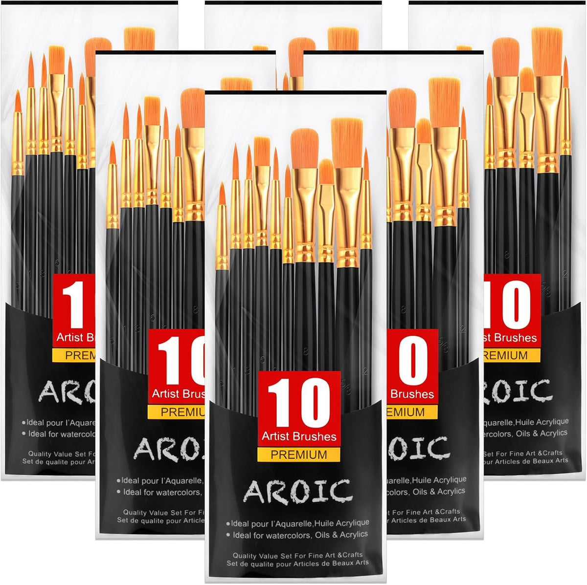 AROIC 10 Pcs Paint Brushes, Acrylic Oil Watercolor Painting Brush Set Jansha Store