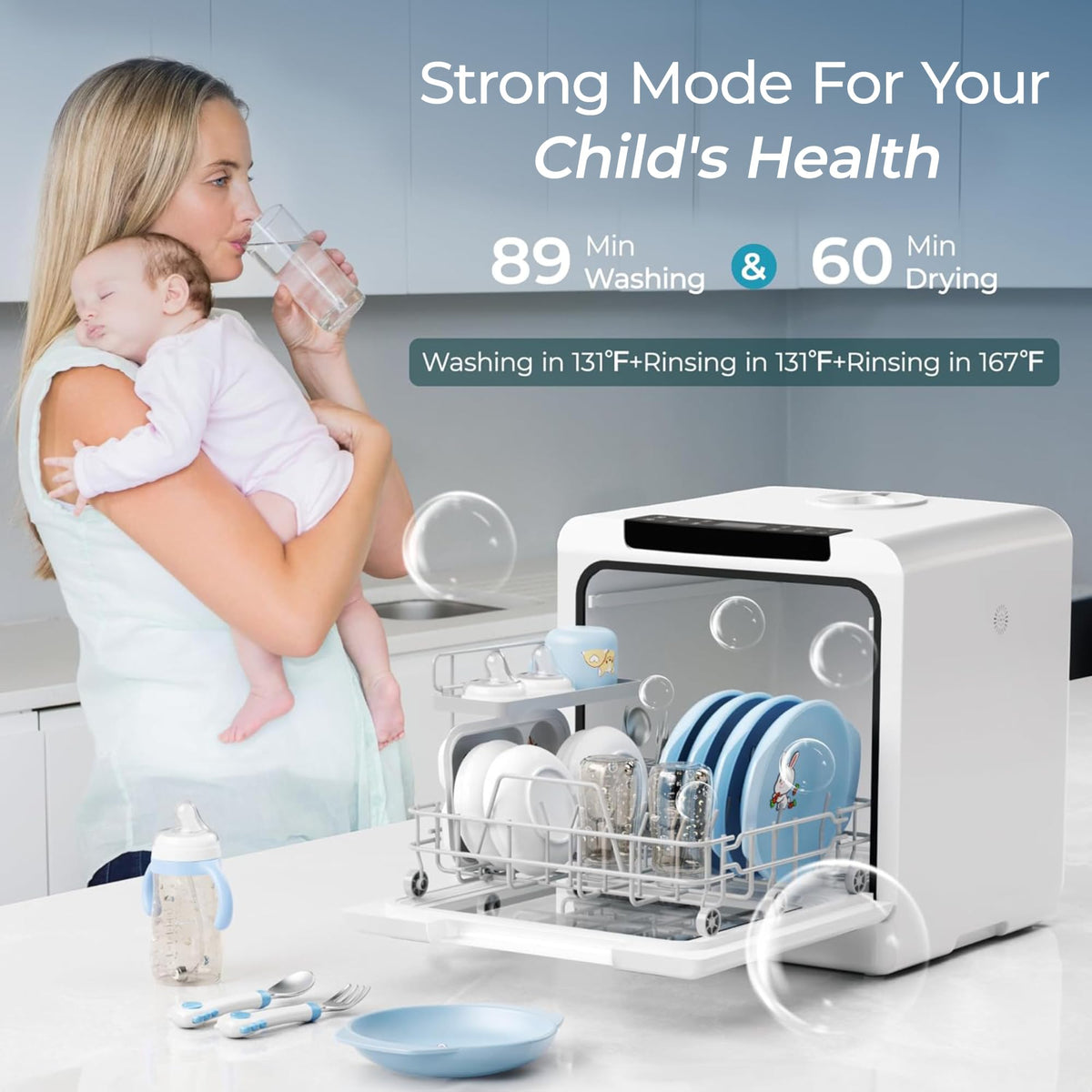 EUHOMY Countertop Dishwasher Portable, 6 Programs with 40 dB, No Hookup Jansha Store