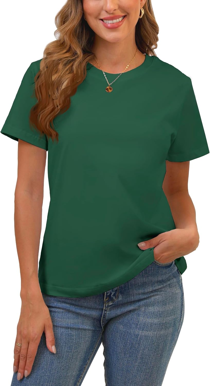 BJY Cotton Basic T Shirts for Women,Crew Neck Short Sleeve Summer Shirts(2XS-3XL, 20+ Color) Jansha Store