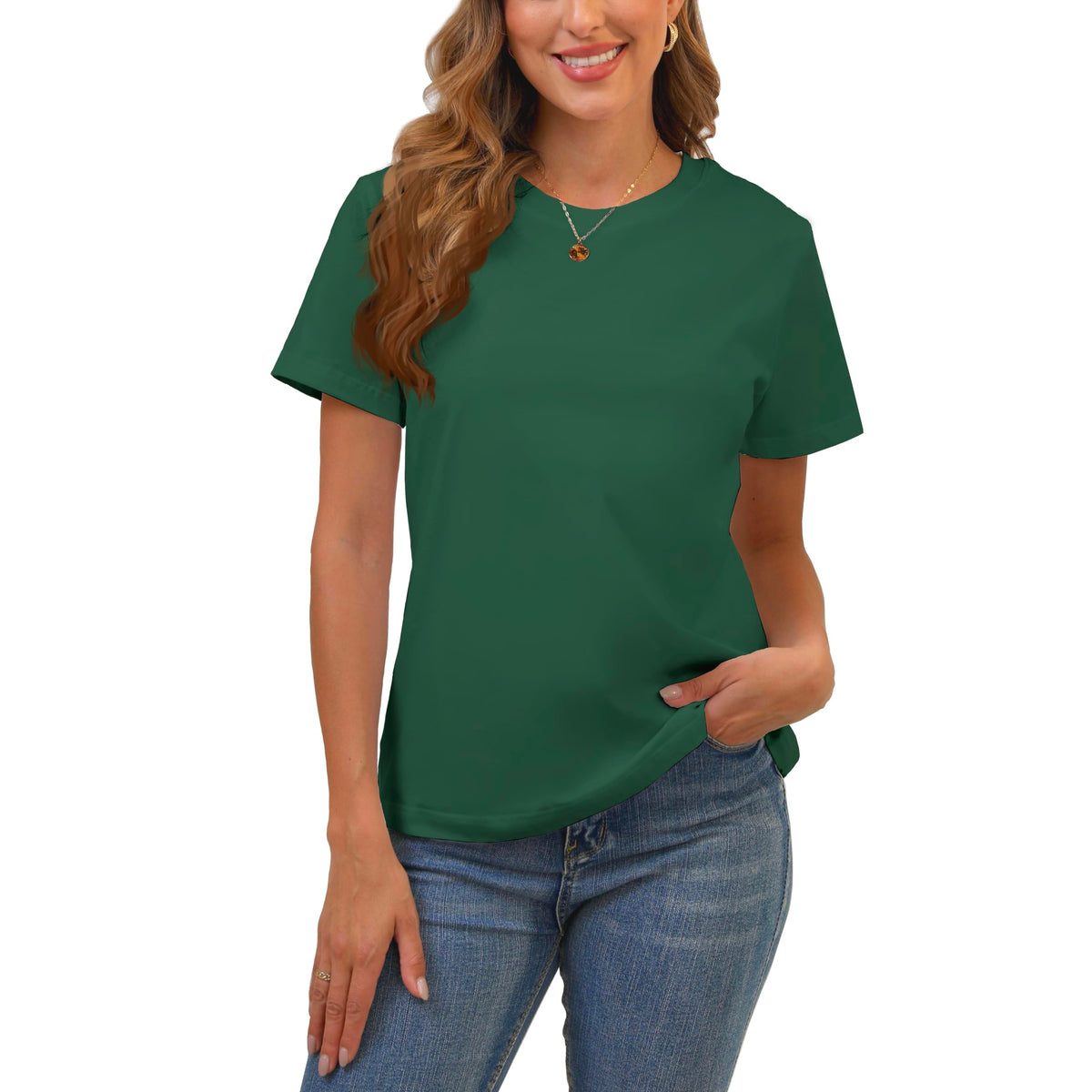 BJY Cotton Basic T Shirts for Women,Crew Neck Short Sleeve Summer Shirts(2XS-3XL, 20+ Color) Jansha Store