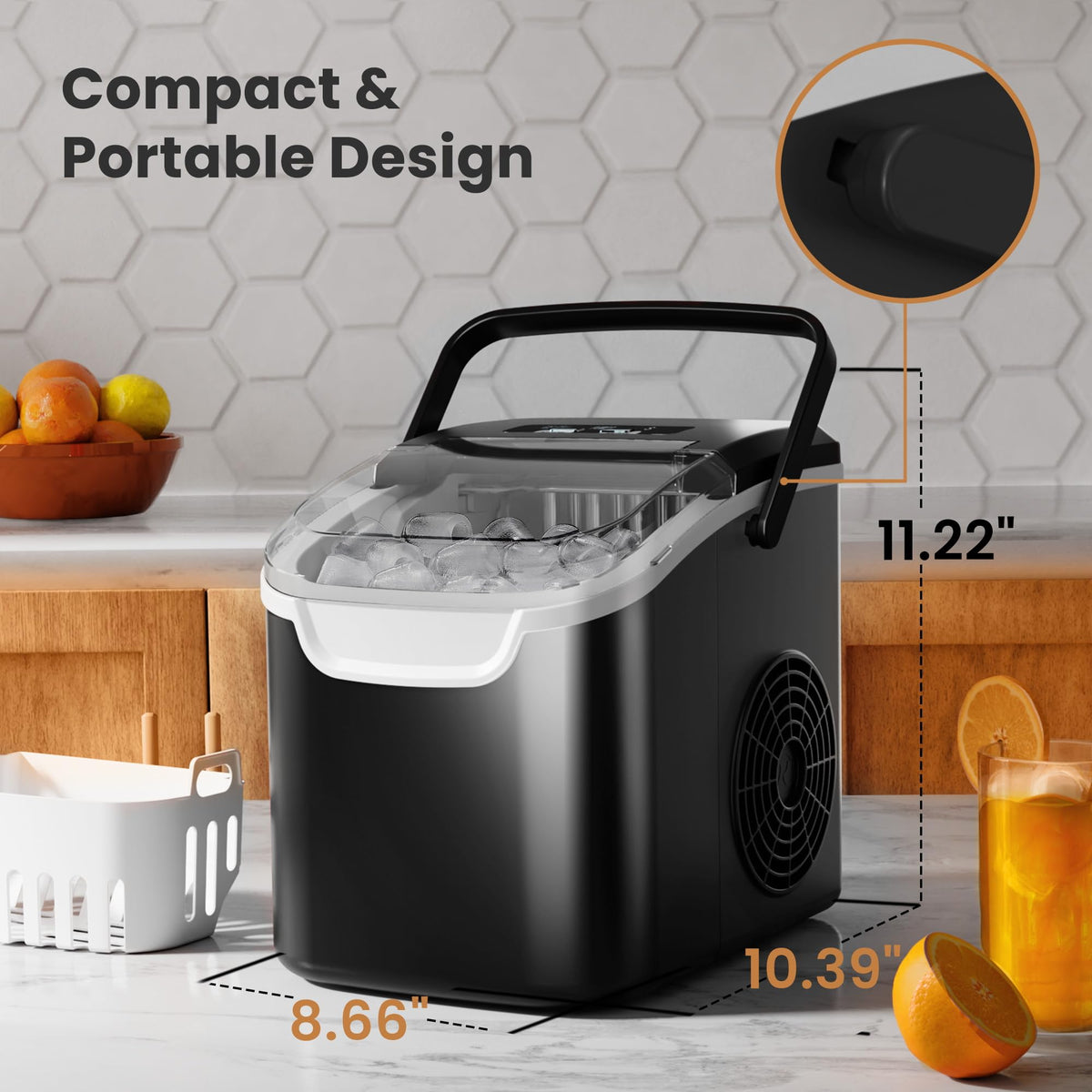 Crzoe Countertop Ice Maker, 26Lbs/24H, 2 Sizes of Ice, Self-Cleaning,Green Jansha Store
