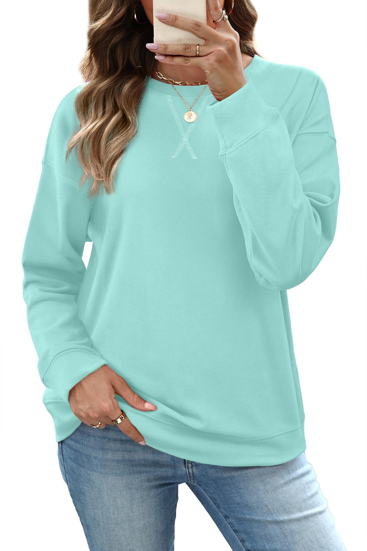 RUMIA Women's Crew Neck Sweatshirt Long Sleeve Tops for Women Fall Clothes Jansha Store