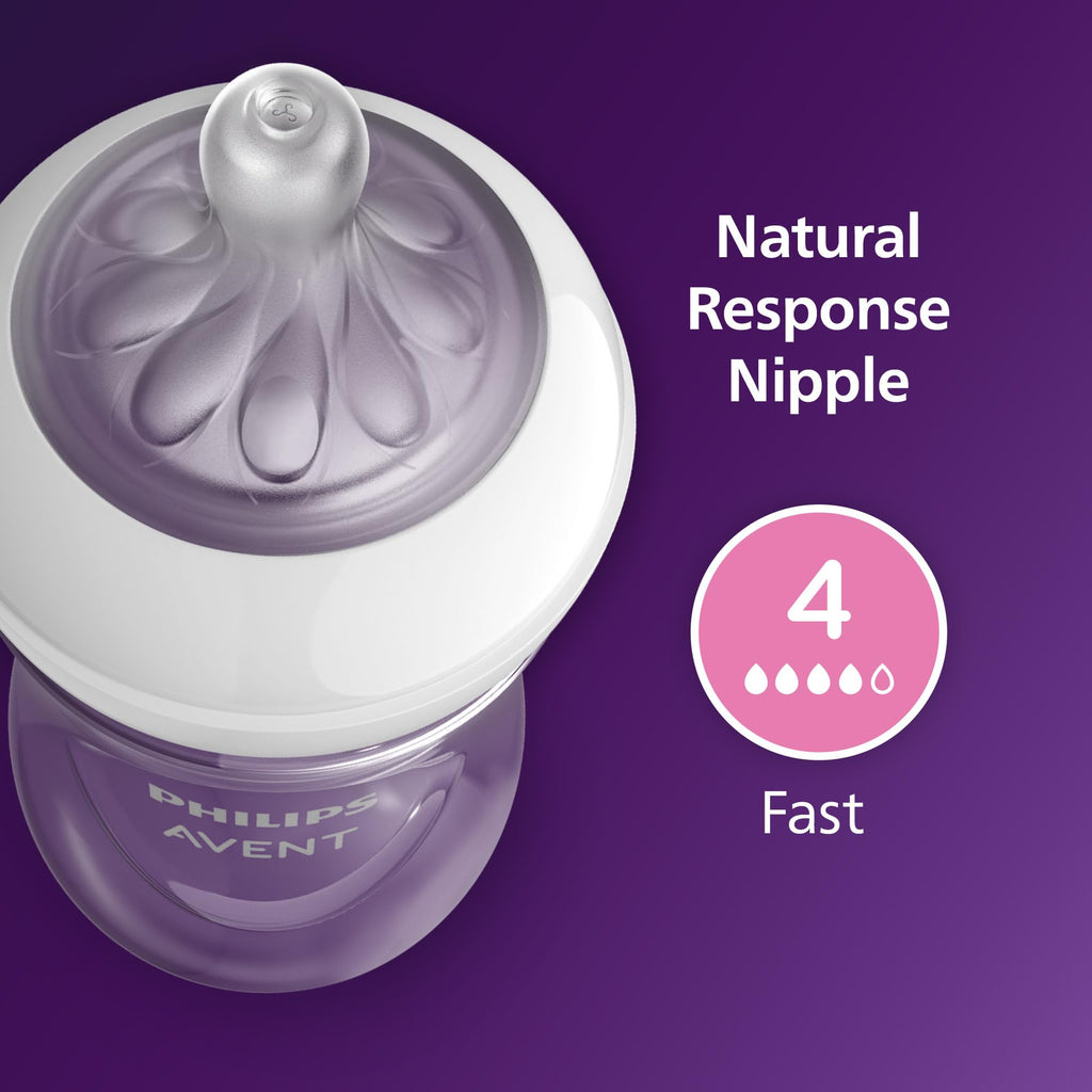 Philips Avent Natural Baby Bottles, Medium Flow, 9 oz, BPA-Free, 4-Pack Jansha Store