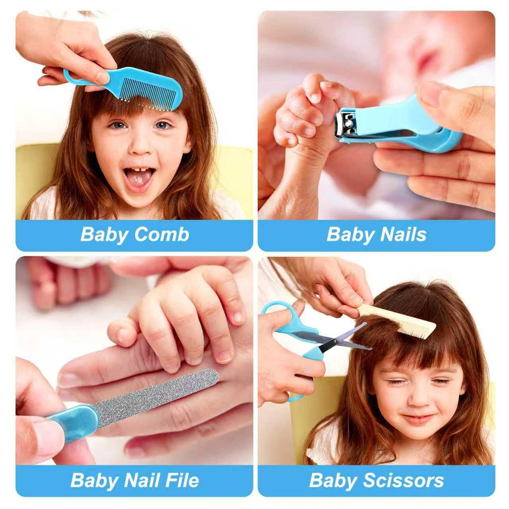 Baby Grooming Kit, Infant Safety Care Set with Hair Brush Comb Nail Clipper Nasal Aspirator,Baby Essentials Kit for Newborn Girls Boys (Grey White) Jansha Store