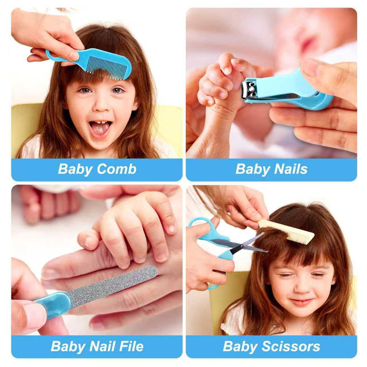 Baby Grooming Kit, Infant Safety Care Set with Hair Brush Comb Nail Clipper Nasal Aspirator,Baby Essentials Kit for Newborn Girls Boys (Grey White) Jansha Store