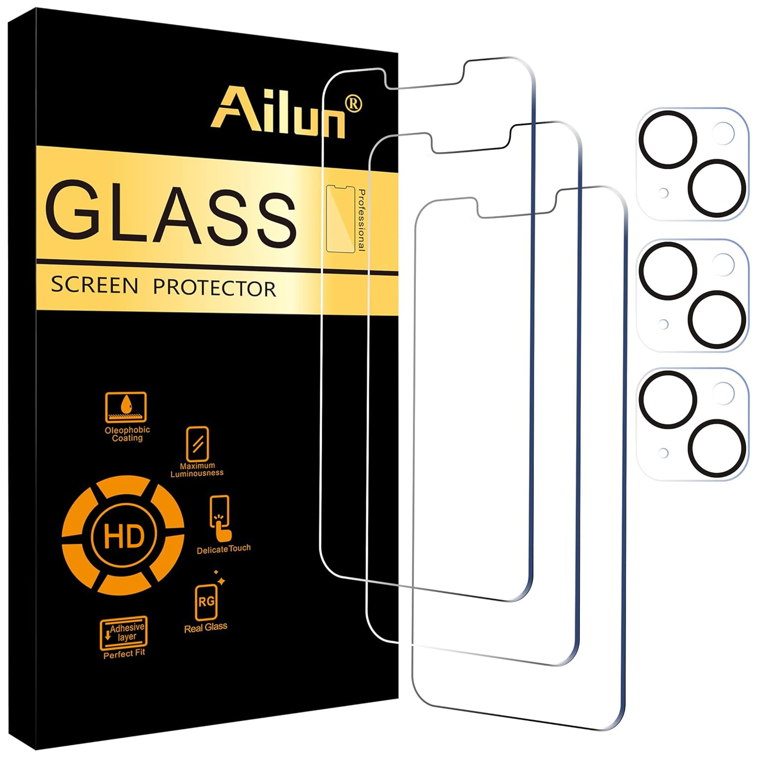 Ailun Screen Protector + Camera Lens Protector for iPhone 16 Pro, 3+3 Pack Jansha Store