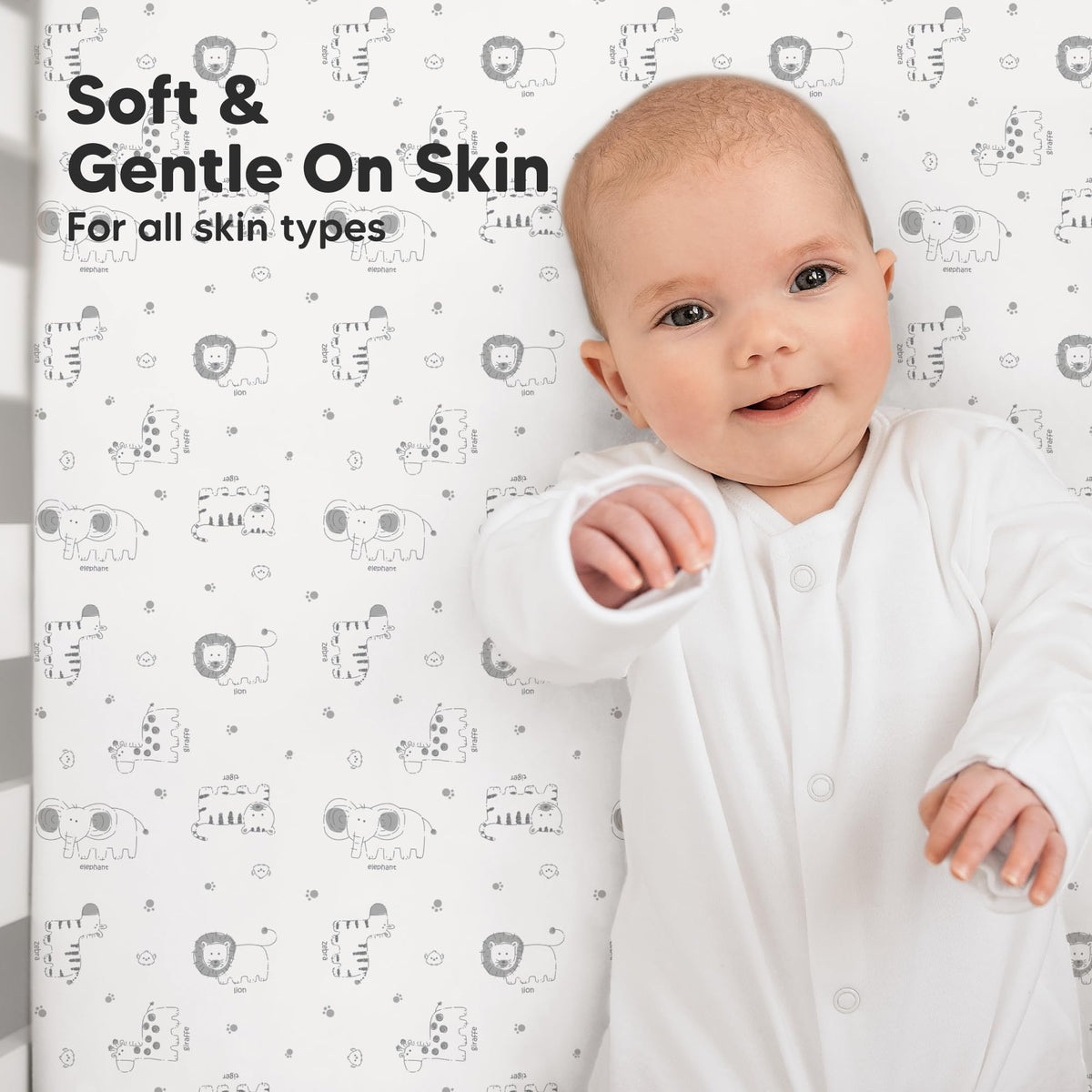KeaBabies 2pk Organic Cotton Crib Sheets for Boys Girls 52x28, Soft White Jansha Store