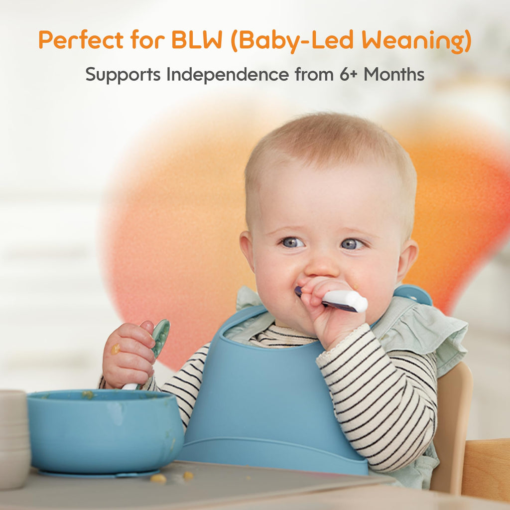 NumNum Baby Spoons Self Feeding 6 Months, 2-Pack Gray/Green Jansha Store