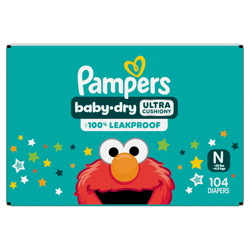 Pampers Baby Dry Ultra Cushiony Diapers, Size 3 (13-26 lbs), 104 Count, Up to 100% Leakproof (Packaging May Vary) Jansha Store