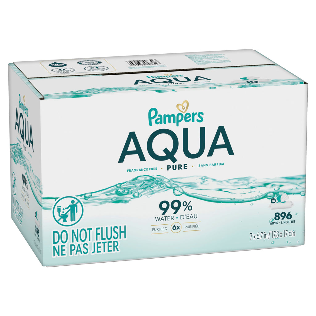 Pampers Aqua Pure Baby Wipes, Unscented, Fragrance Free, 99% Water, Water Based, Multi-Use, 672 Wipes Total (12X Flip-Top Packs) Jansha Store