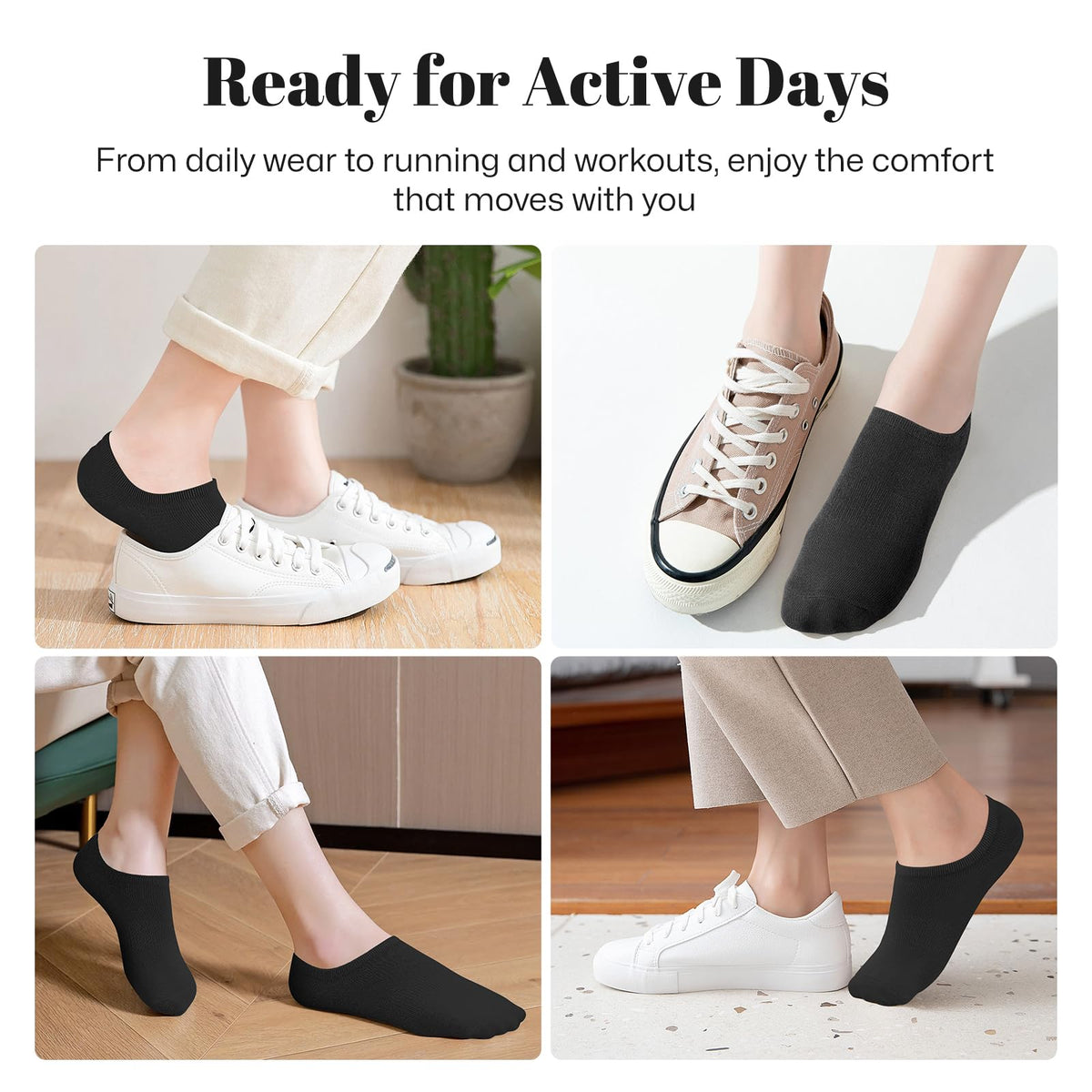 wernies No Show Socks Women Low Cut Ankle Socks Non Slip 4/8 Pairs Jansha Store