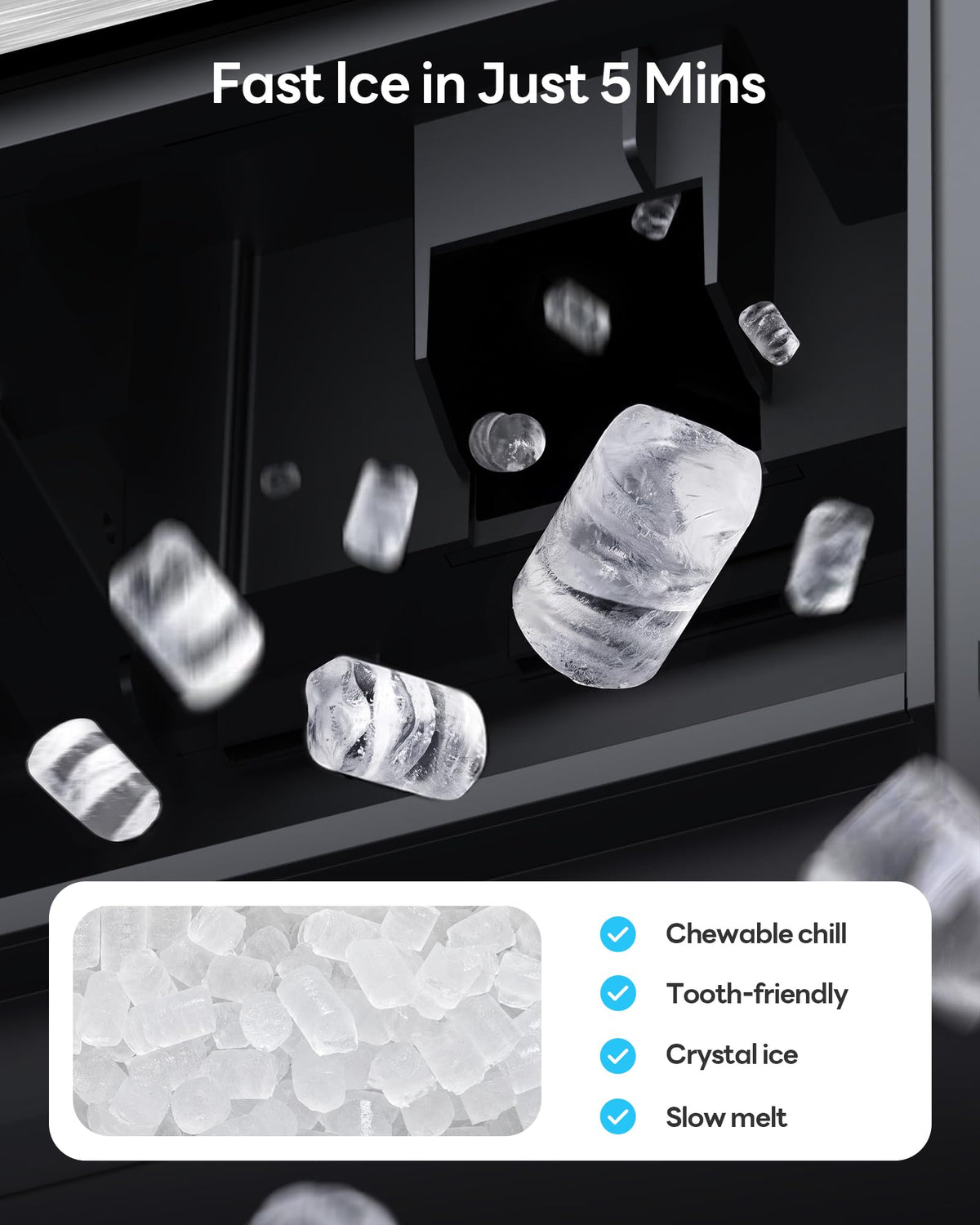 Nugget Ice Maker Countertop 60lbs/24H, 5-Min Ice Output, UV-C Purify Jansha Store