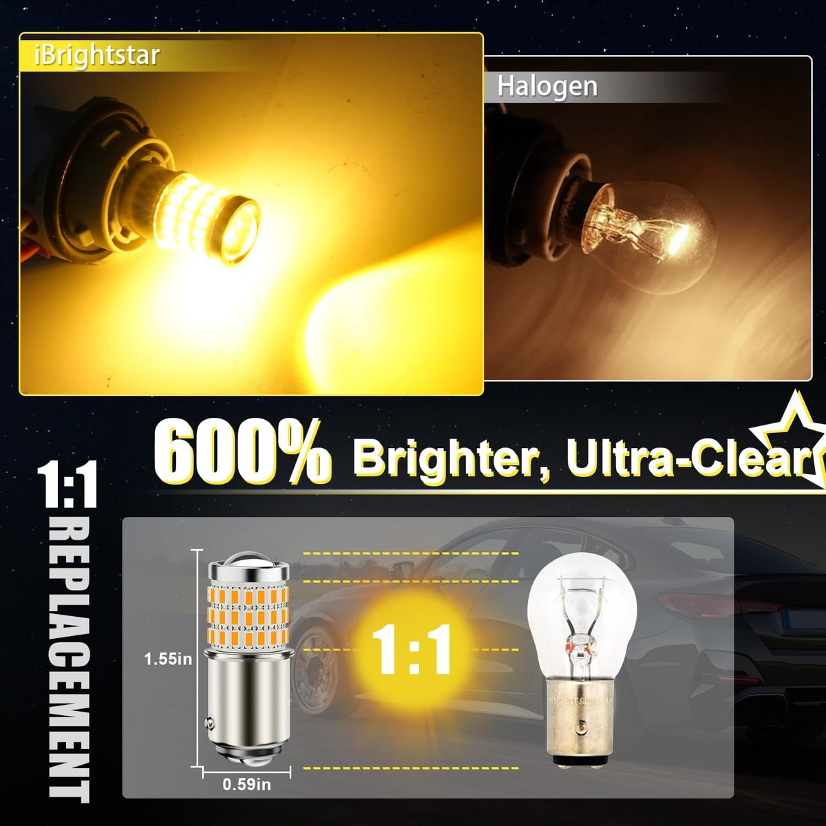 iBrightstar 3157 LED Bulb White, 4157 3156 LED Reverse Light Bulbs Super Bright for Tail Brake Lights Backup Lights Turn Signal Lights, 2 Pack Jansha Store