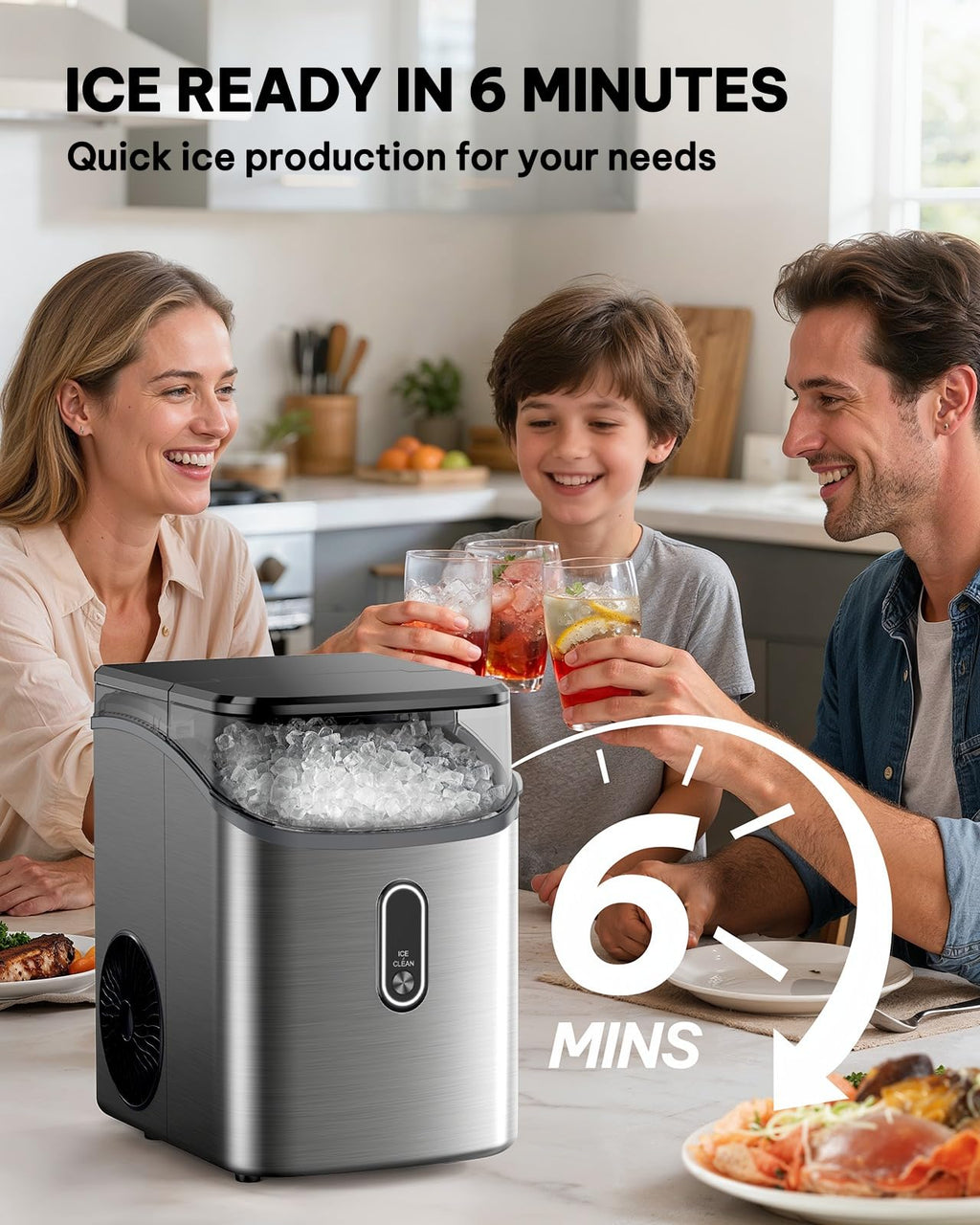 Silonn Ice Maker Countertop, 8 Bullet Ice Cubes in 6 Mins, 26.5 Lbs per Day, 2 Size Options, Self-Cleaning & Portable for Kitchen, Office, Party, RV Camping Jansha Store