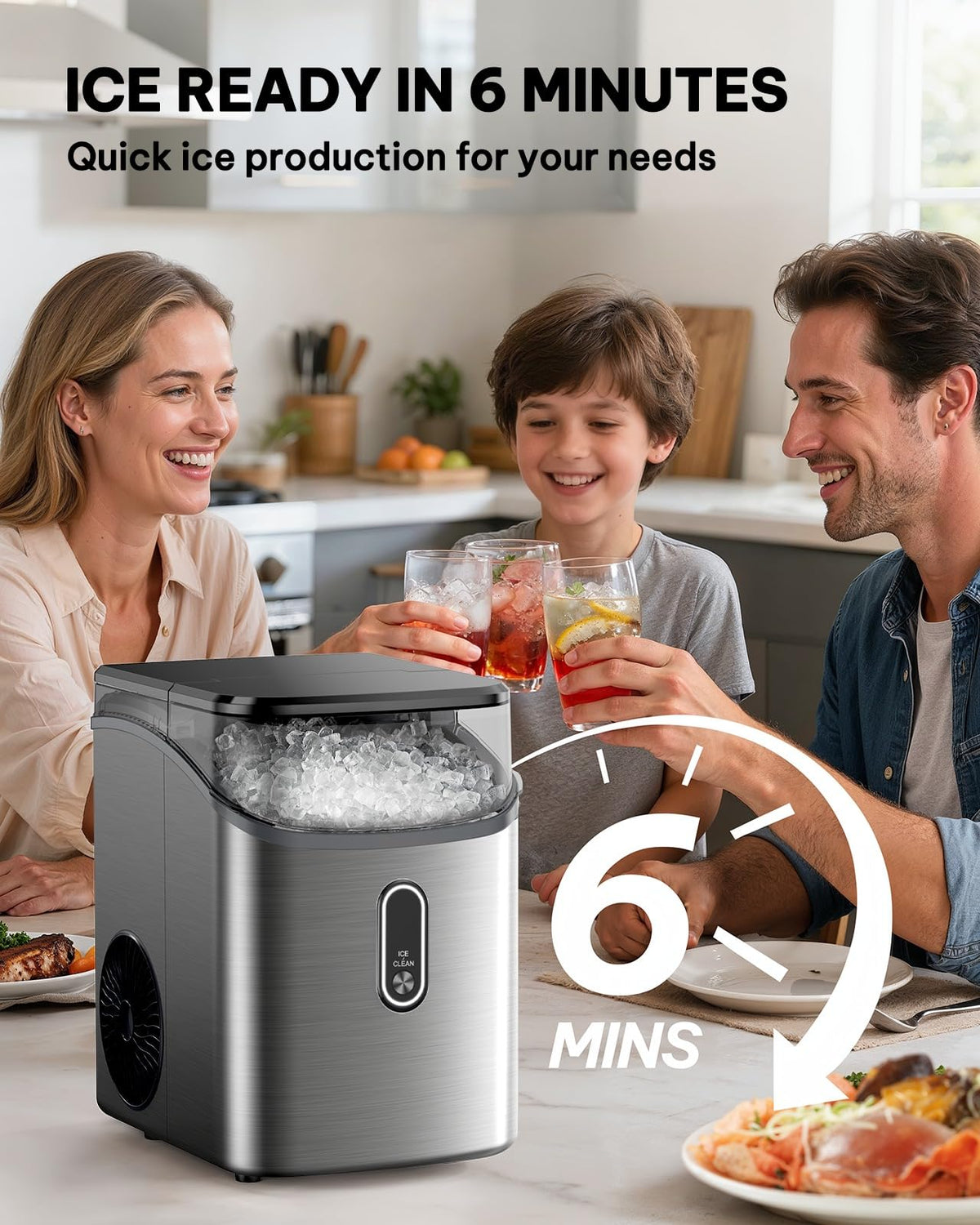 Silonn Ice Maker Countertop, 8 Bullet Ice Cubes in 6 Mins, 26.5 Lbs per Day, 2 Size Options, Self-Cleaning & Portable for Kitchen, Office, Party, RV Camping Jansha Store