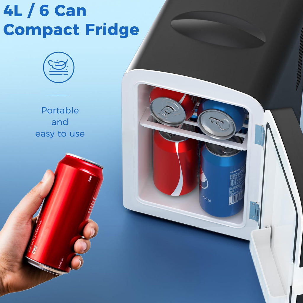 Antarctic Star Compact Refrigerator, Portable Mini Fridge, Skin Care 4L Capacity/6 Cans, for Bedroom, Car, Office & Dorm, Small Cooler for Cosmetics, Beverage and Food, White Jansha Store