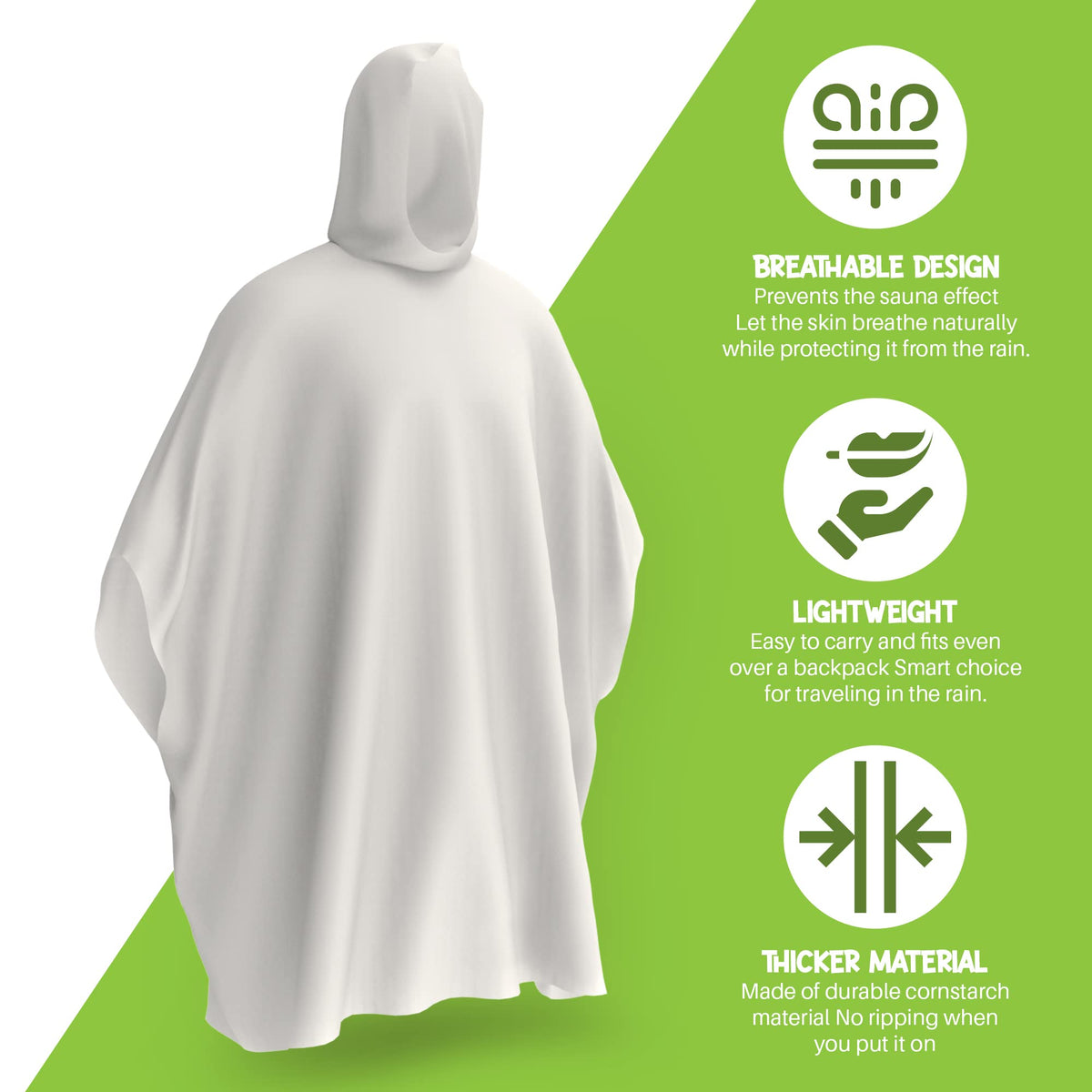 Hagon PRO Disposable Rain Ponchos for Adults, Hooded Poncho, Family 5 Pack Jansha Store