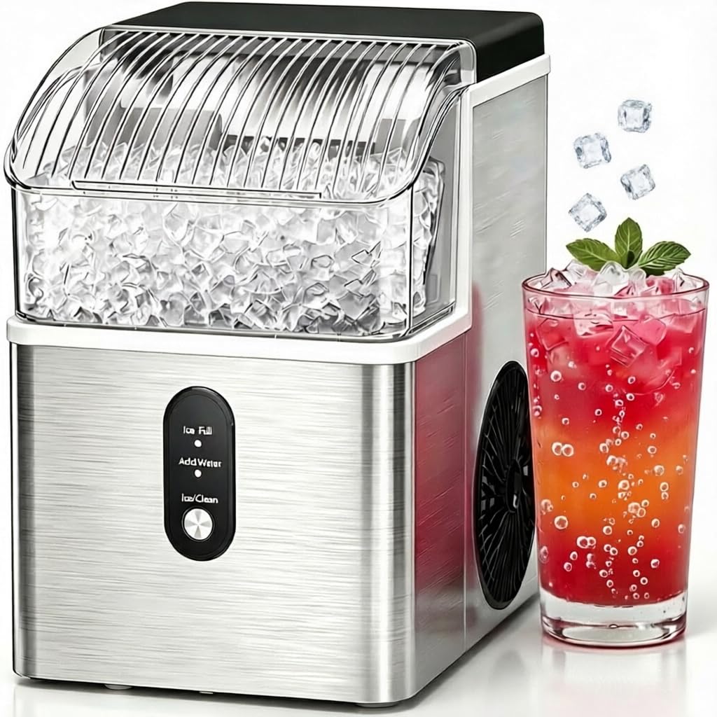 COWSAR Nugget Countertop Ice Maker, Automatic Ice Dispenser, 33 lbs/Day Chewable Pellet Ice Machine with Self-Cleaning & Measured Dispensing, Portable Ice Maker for Home, Kitchen, Office Jansha Store