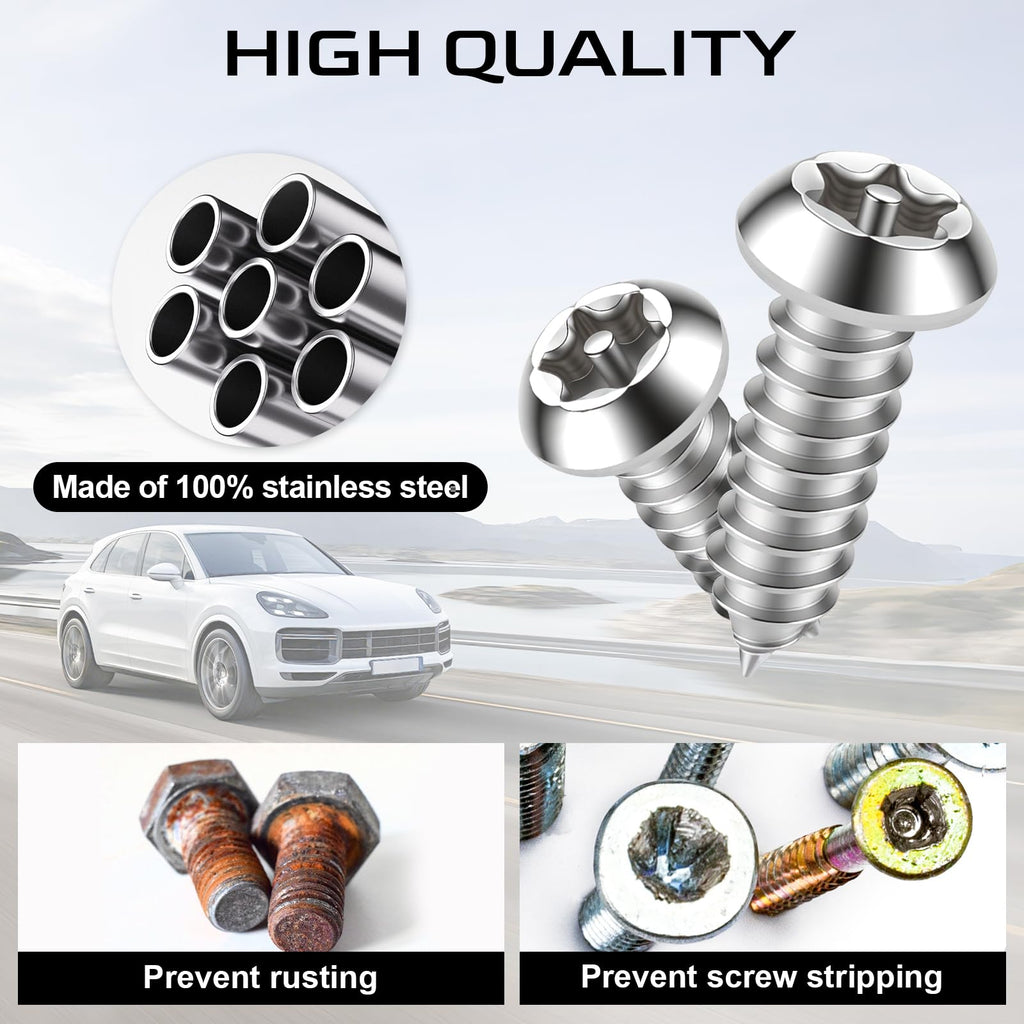 LivTee Rustproof License Plate Screws for Securing License Plates Frames and Covers on Cars and Trucks, 4 Sets Premium Stainless Steel Self Tapping Mounting Bolts (Black Zinc Plated) Jansha Store