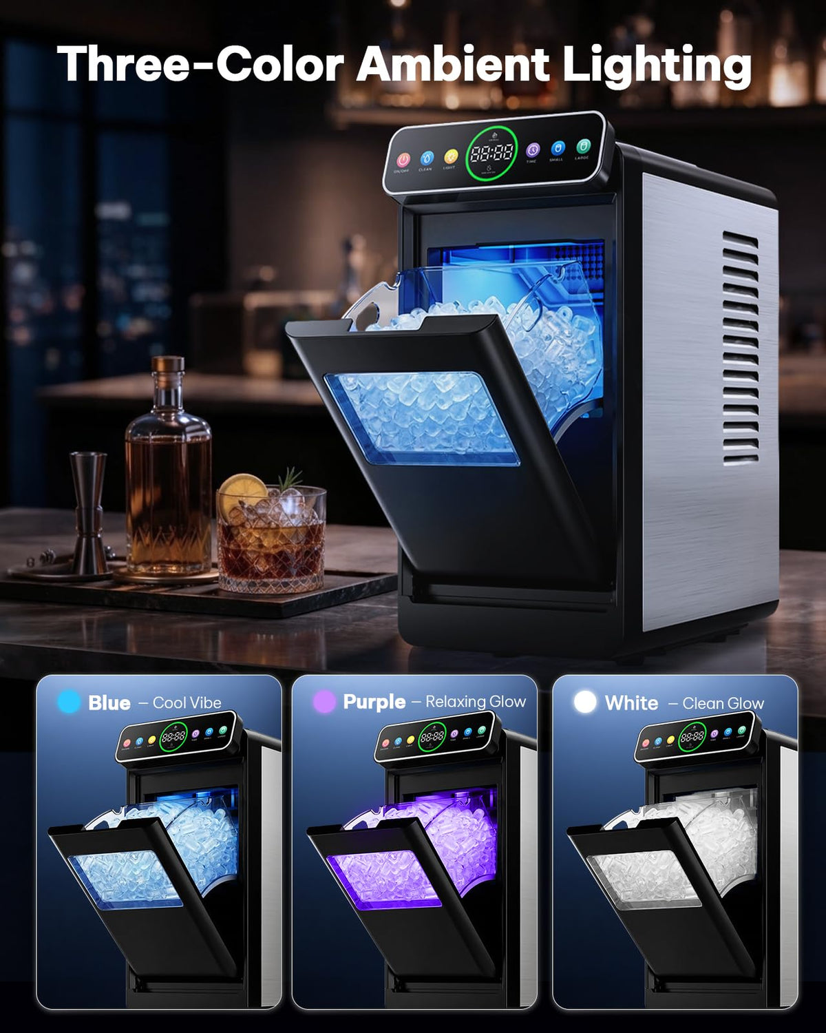 Silonn Ice Maker Countertop, Portable Ice Machine with Carry Handle, Self-Cleaning Ice Makers with Basket and Scoop, 9 Cubes in 6 Mins, 26 lbs per Day, Ideal for Home, Kitchen, Camping, RV Jansha Store