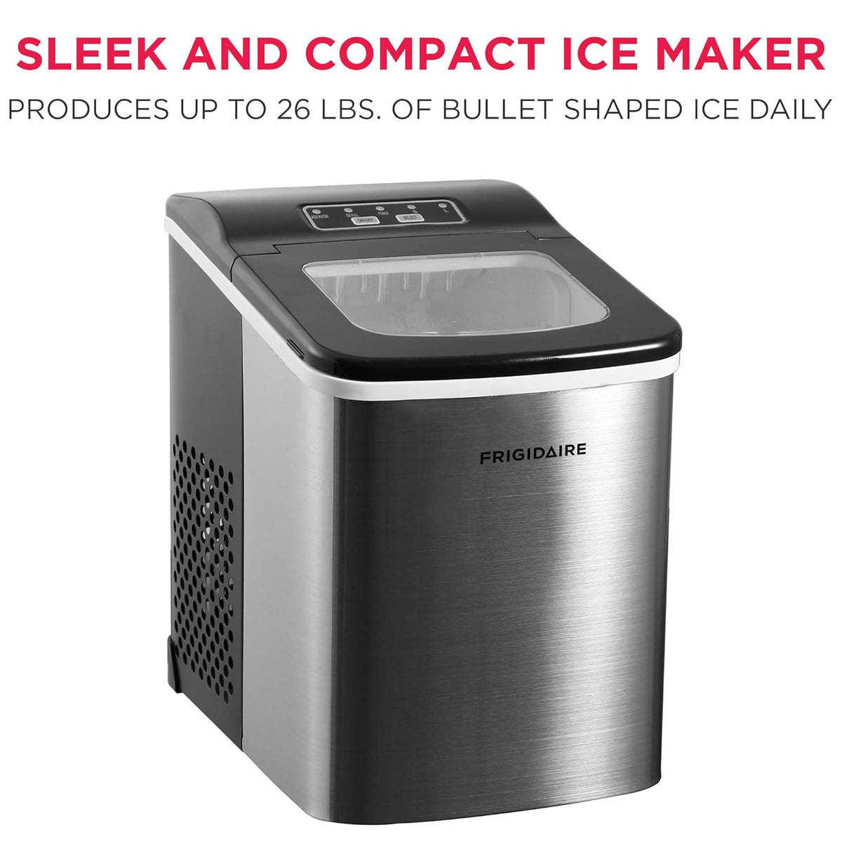 Frigidaire, 26 lb per Day, Countertop Bullet Ice Maker, Stainless Steel Jansha Store