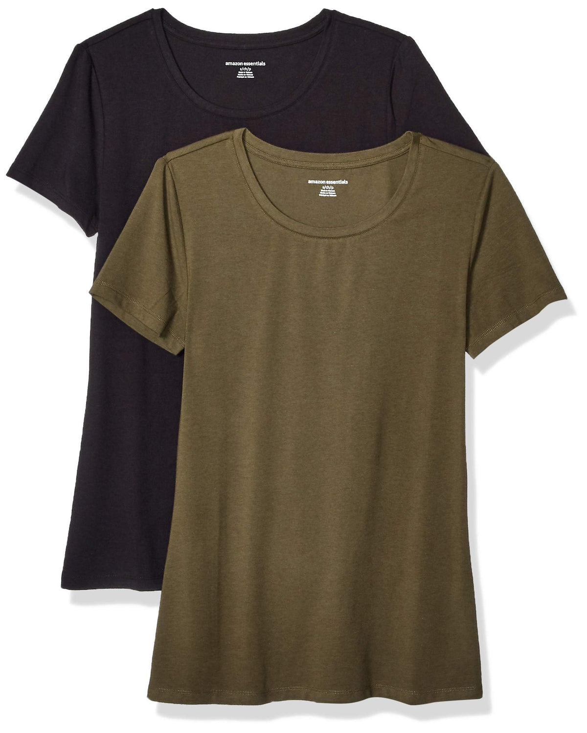 Amazon Essentials Women's Regular-Fit Short-Sleeve T-Shirt (V-Neck or Crewneck), Cotton Modal Blend, Pack of 2 Jansha Store
