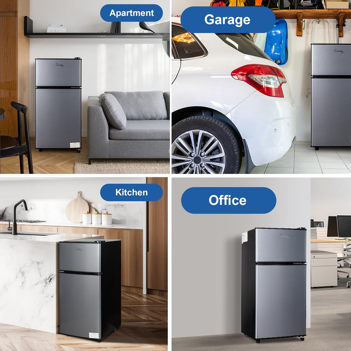 Cucina Magica Mini Fridge with Freezer, 3.8 Cu.Ft Small Fridge, Dorm Fridge Jansha Store
