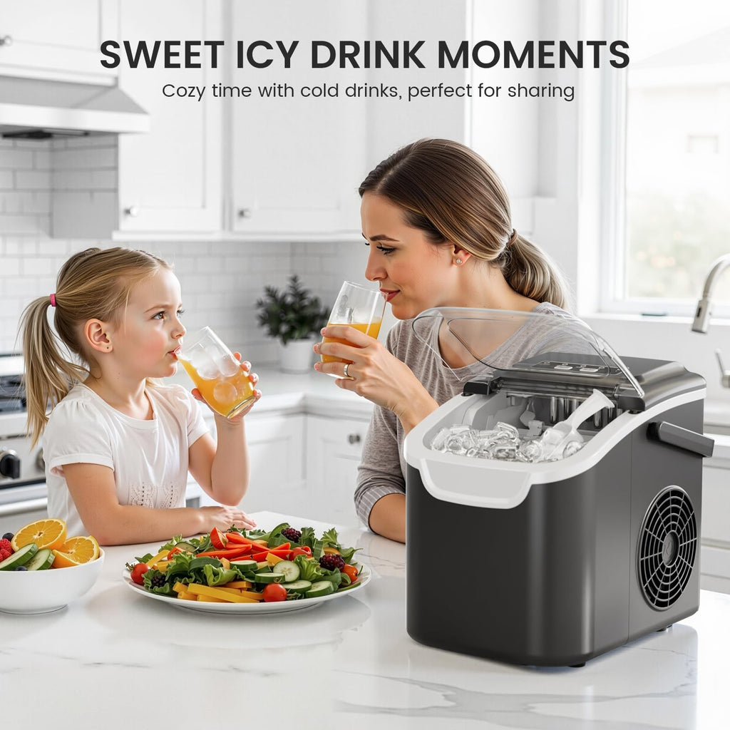 Crzoe Countertop Ice Maker, 26Lbs/24H,2 Sizes of Ice, Self-Cleaning,Black Jansha Store