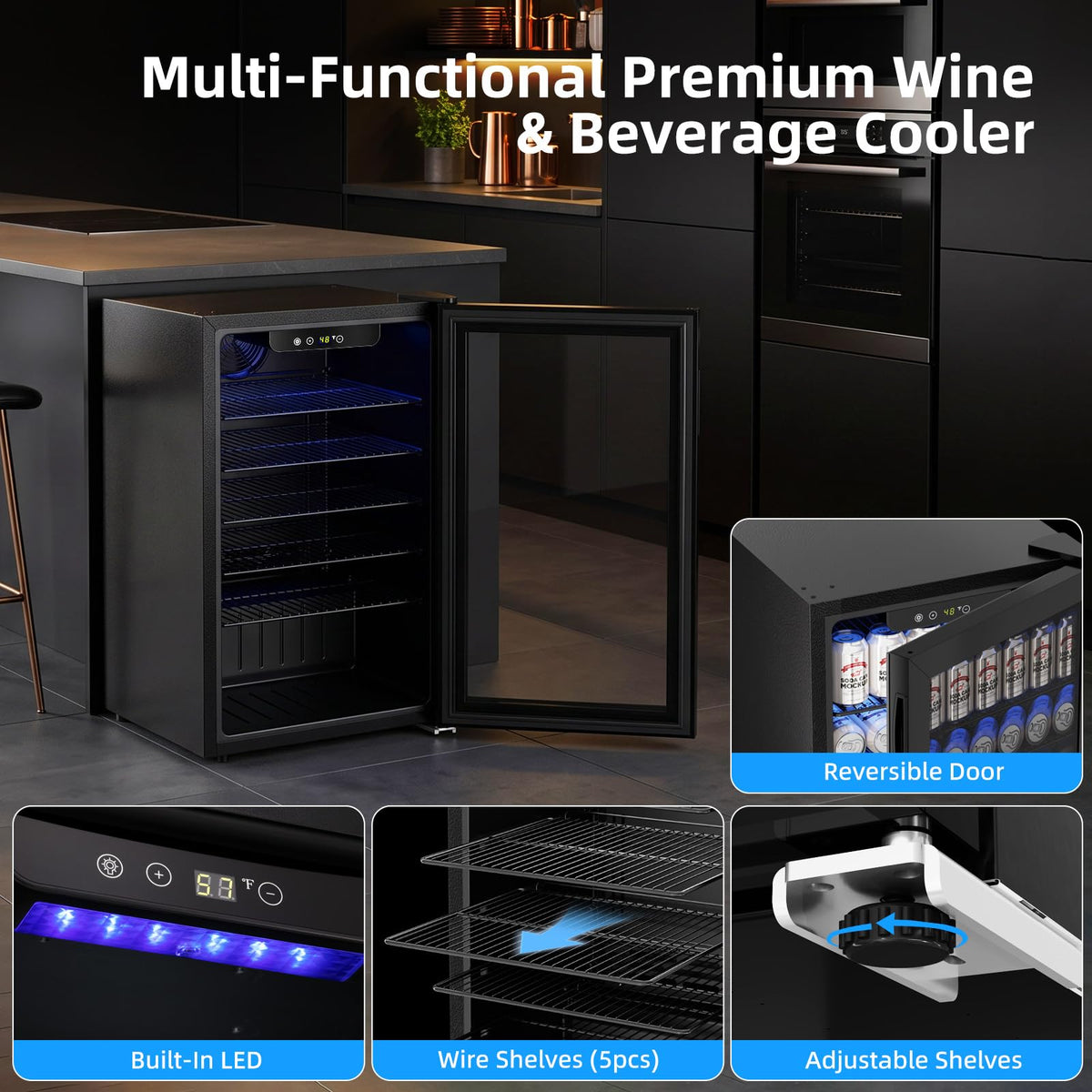 Antarctic Star Beverage Refrigerator Cooler 68 Can, Mini Fridge with Glass Door for Beer Drinks Wine,Freestanding Small Fridge with Electronic Temperature Control for Home and Bar,1.7 cu.ft Jansha Store